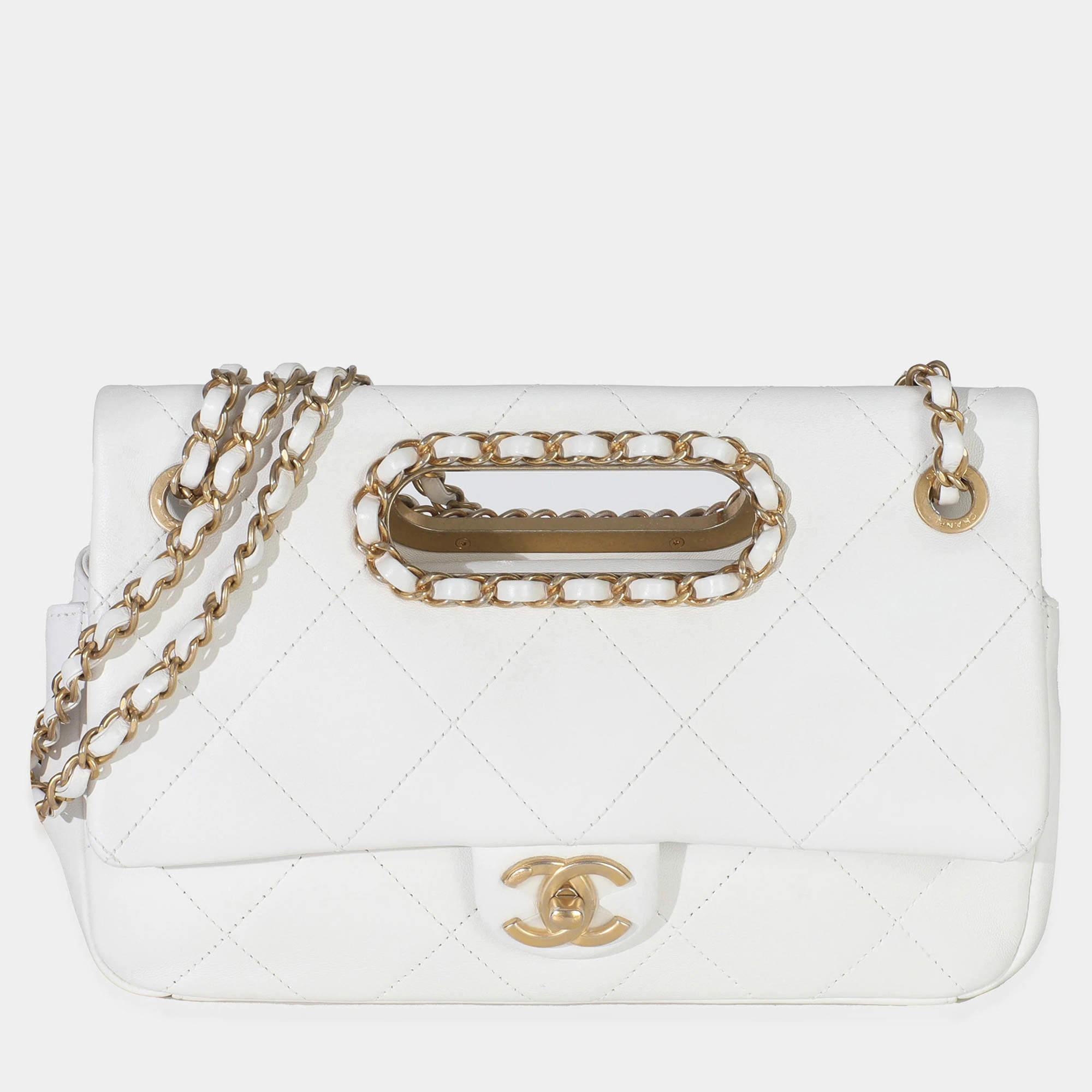 مملوكة مسبقًا Chanel White Quilted Lambskin A Real Catch Flap Handbag