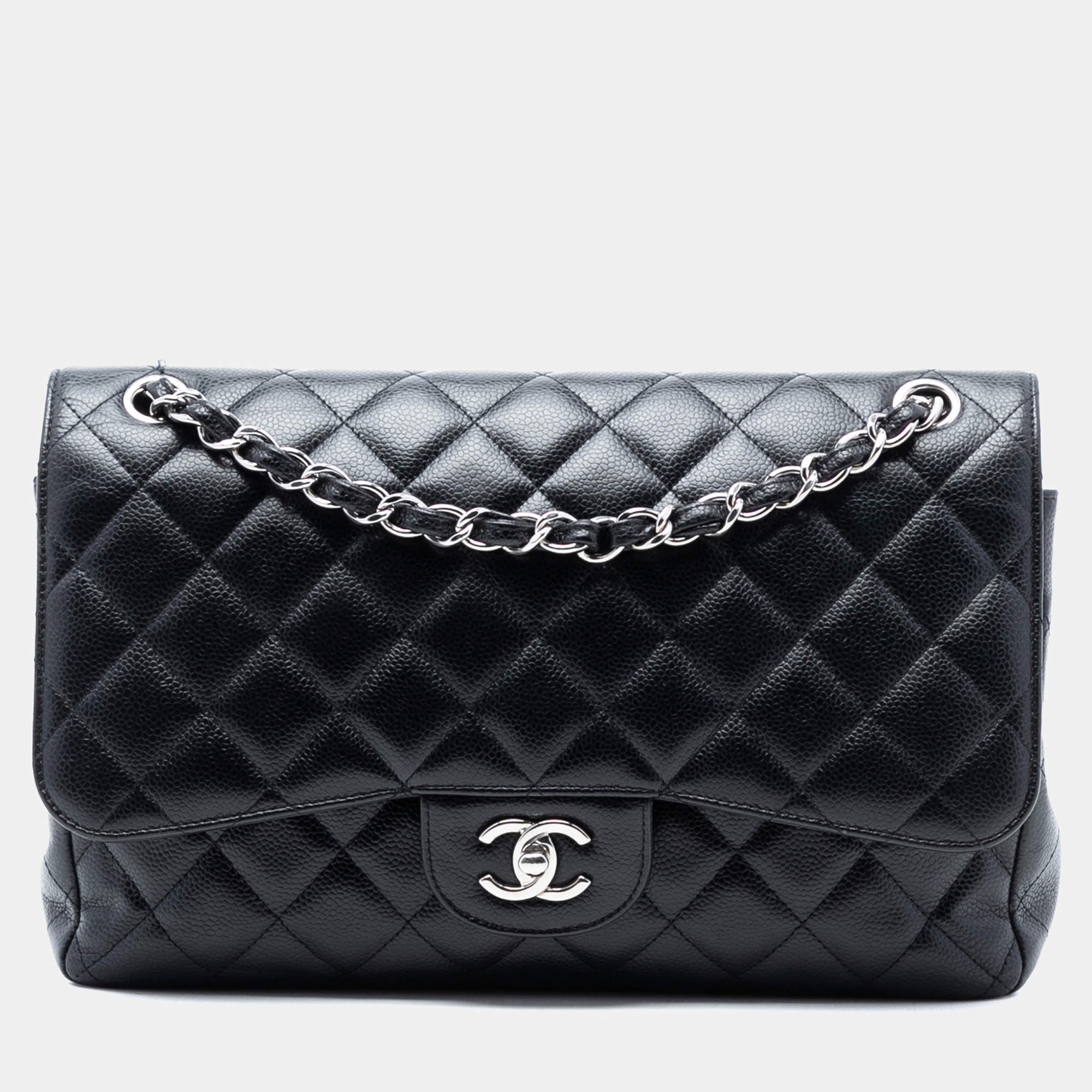 مملوكة مسبقًا Chanel Black Jumbo Classic Caviar Double Flap