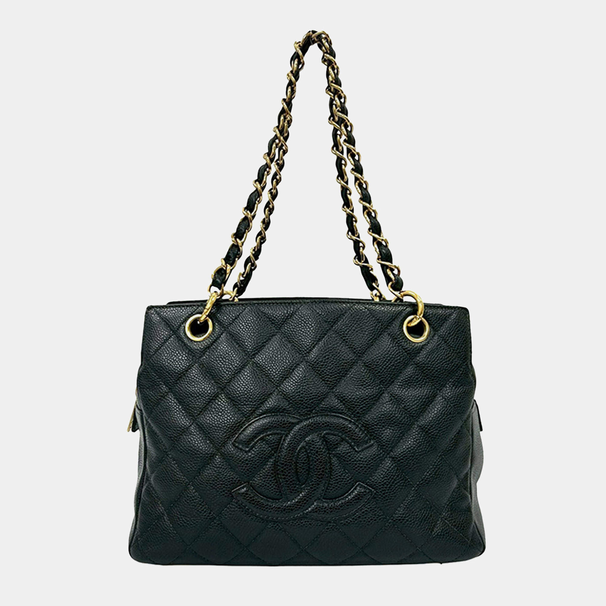 Pre Owned Chanel Black Petite Caviar Timeless Tote