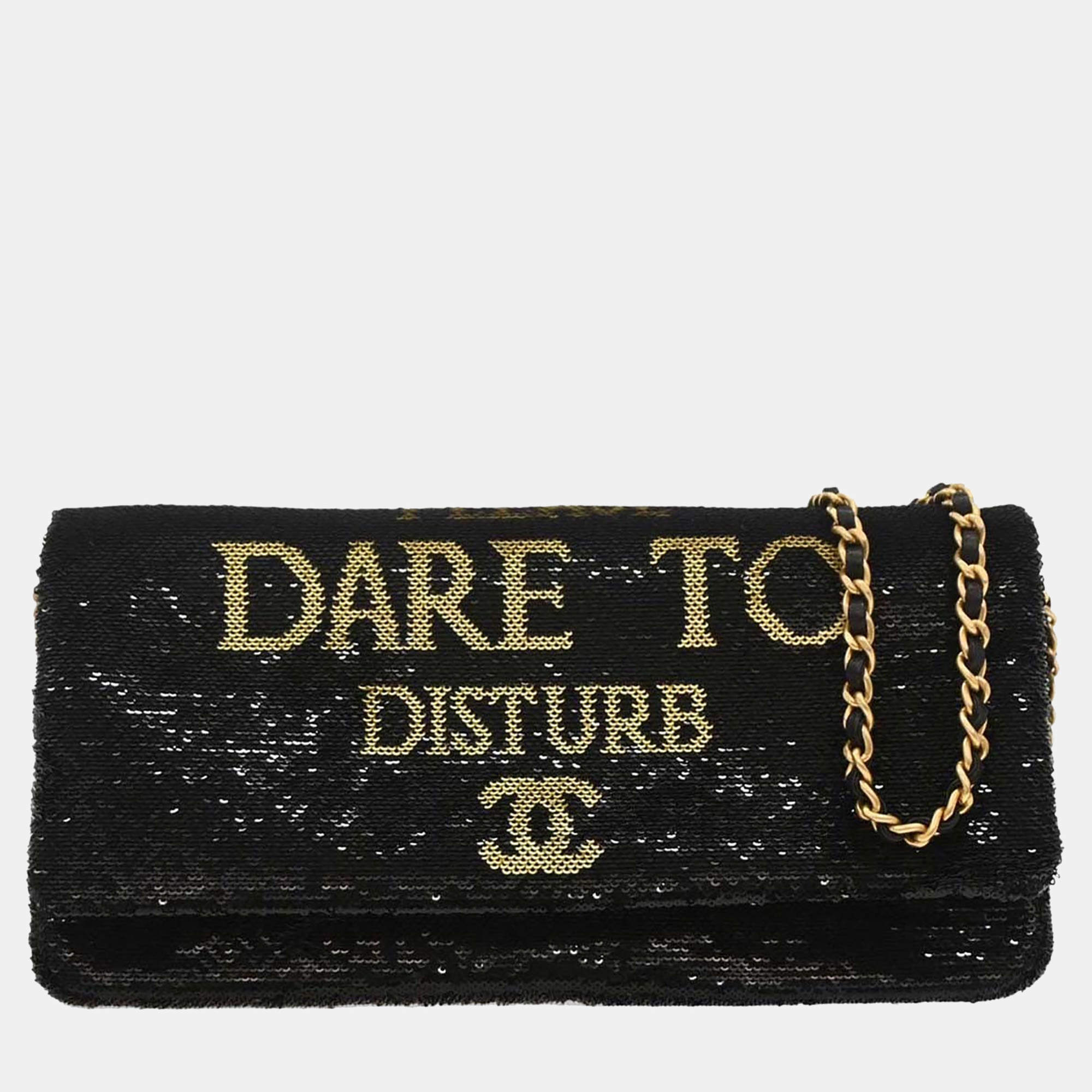 Pre Owned Chanel Black Sequins Dare To Disturb Shoulder Bag