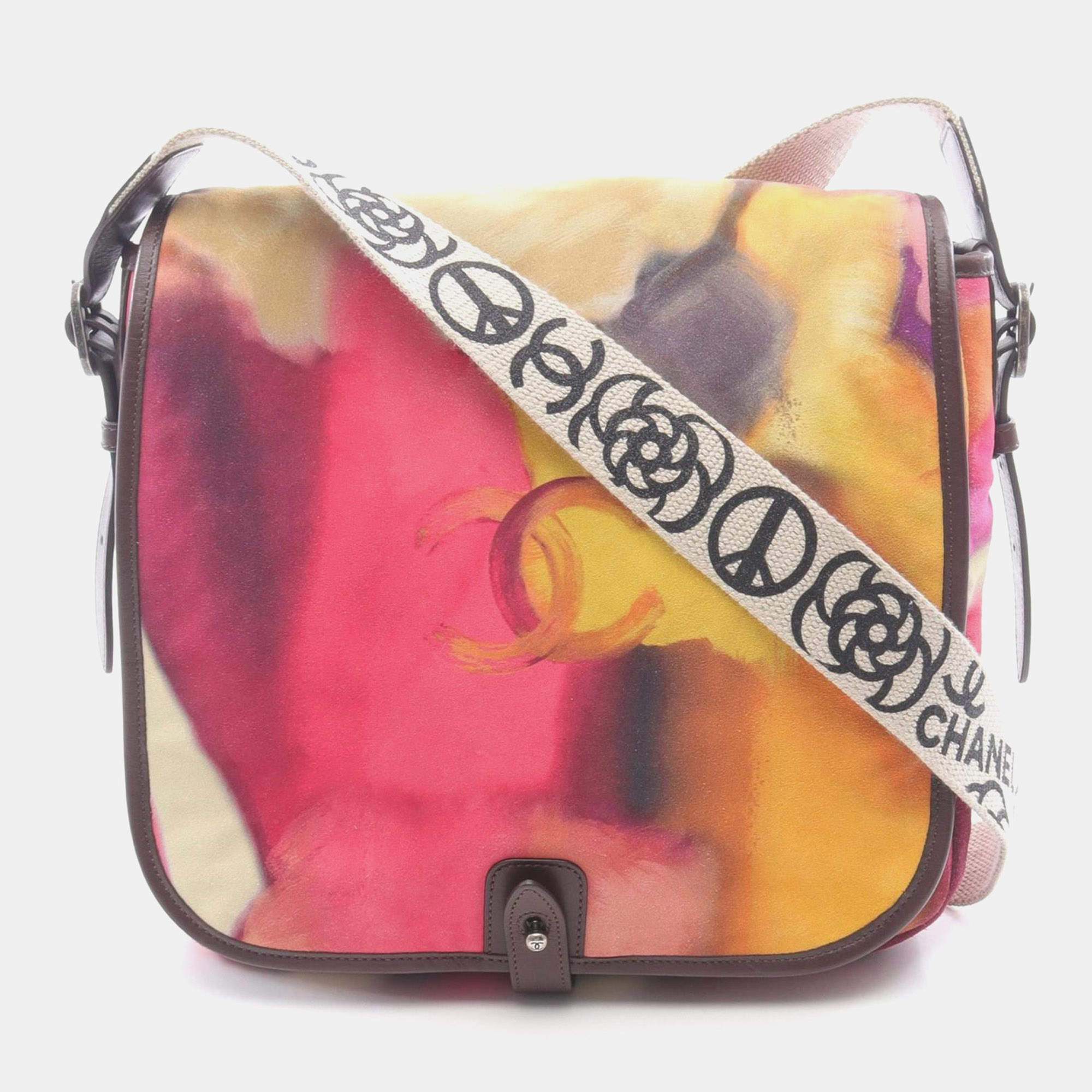 مملوكة مسبقًا Chanel Coco Mark Multicolor Suede Shoulder Bag 