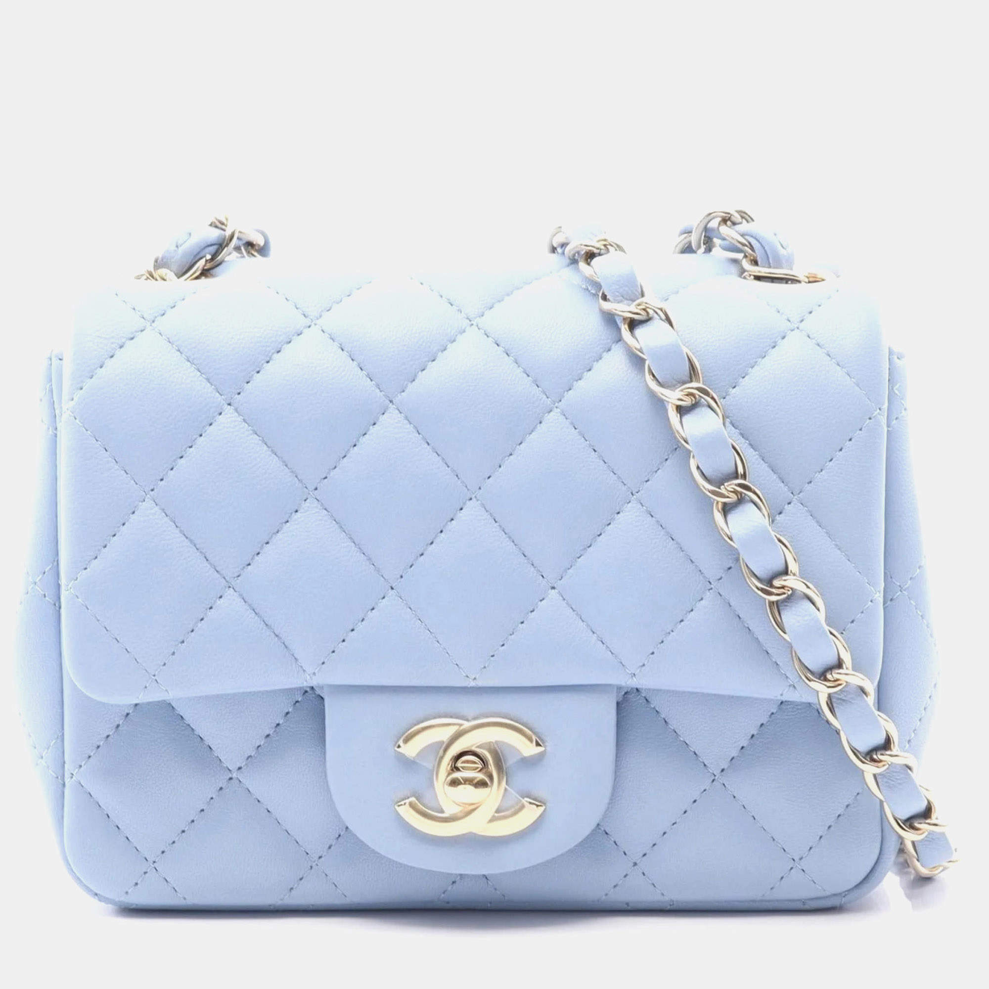 مملوكة مسبقًا Chanel Mini Matelasse Shoulder Bag Lambskin Leather Blue