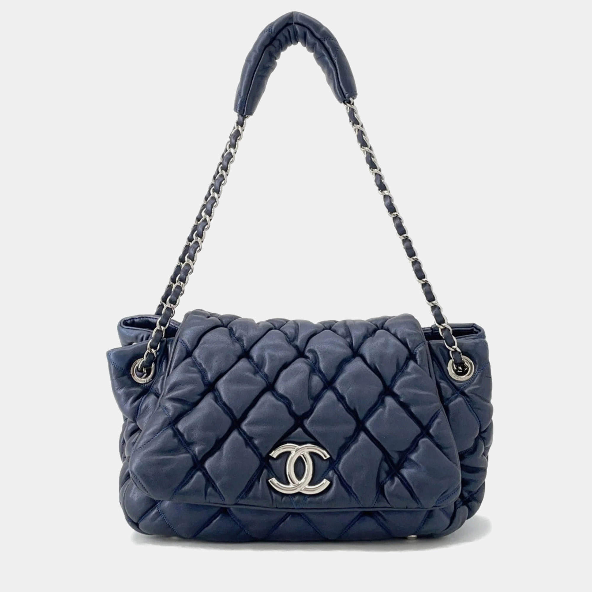 Pre Owned Chanel Chain Shoulder Bag Bubble Quilt Matelasse Coco Mark