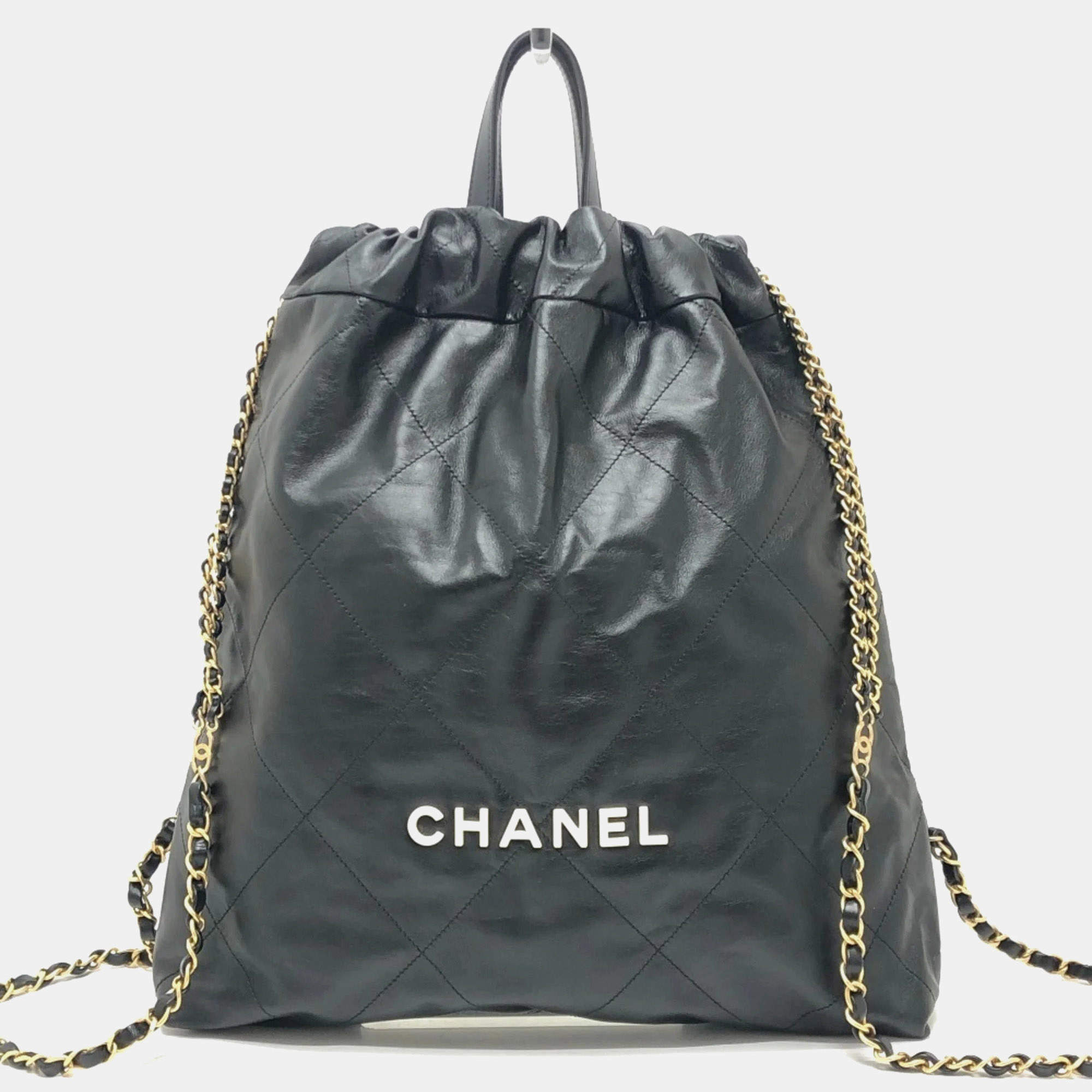 مملوكة مسبقًا Chanel Chanel22 Chain Bag 2-Way Daypack/Backpack Leather Black