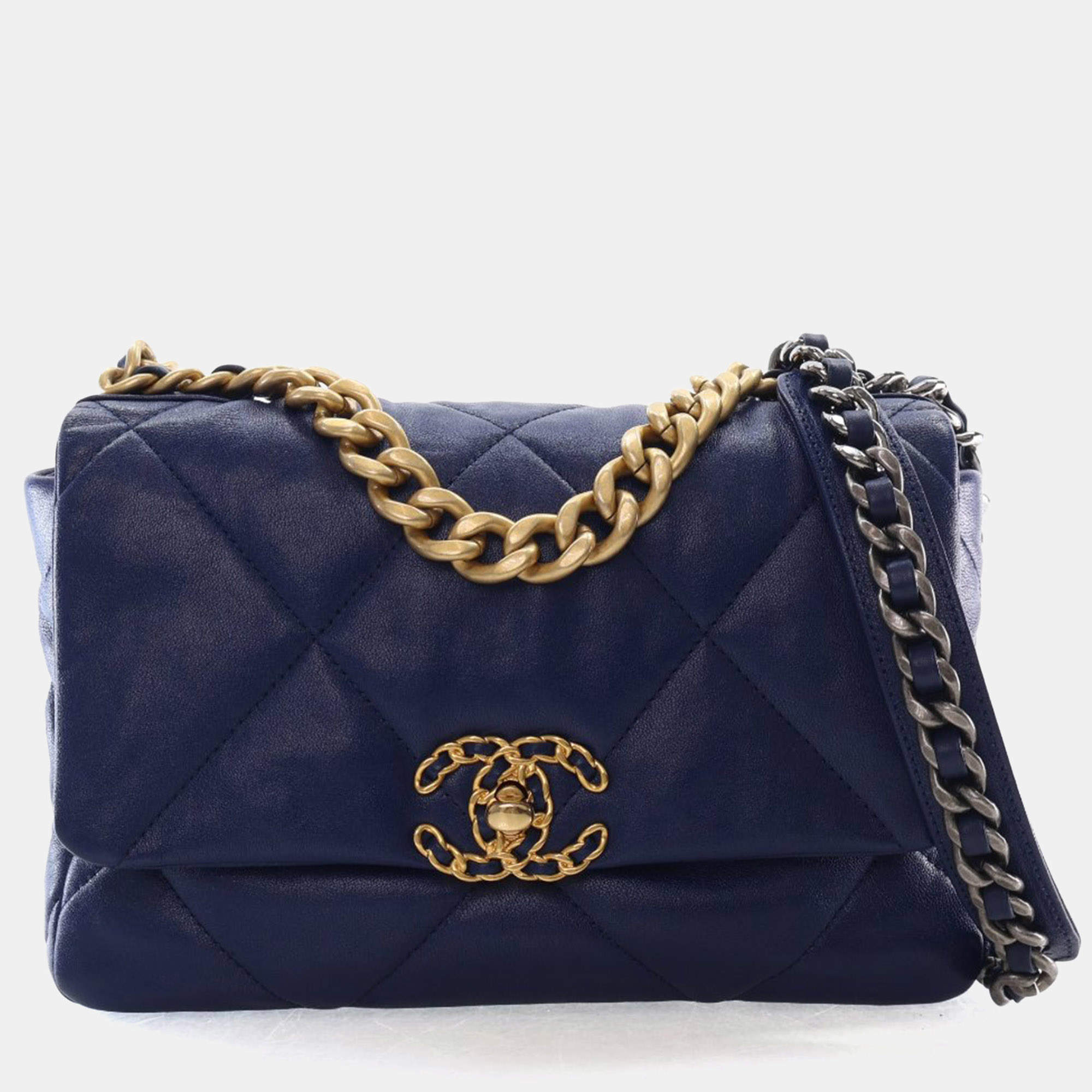 Pre Owned Chanel Medium Lambskin 19 Flap Bag