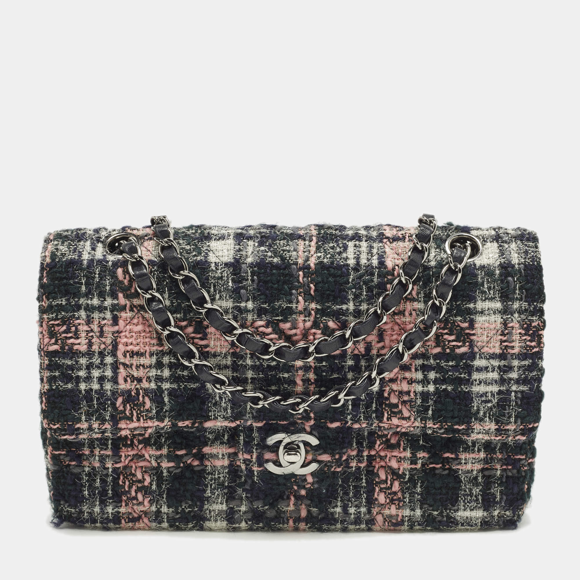 مملوكة مسبقًا Chanel Classic Double Flap Medium Multicolor Tweed Shoulder Bag