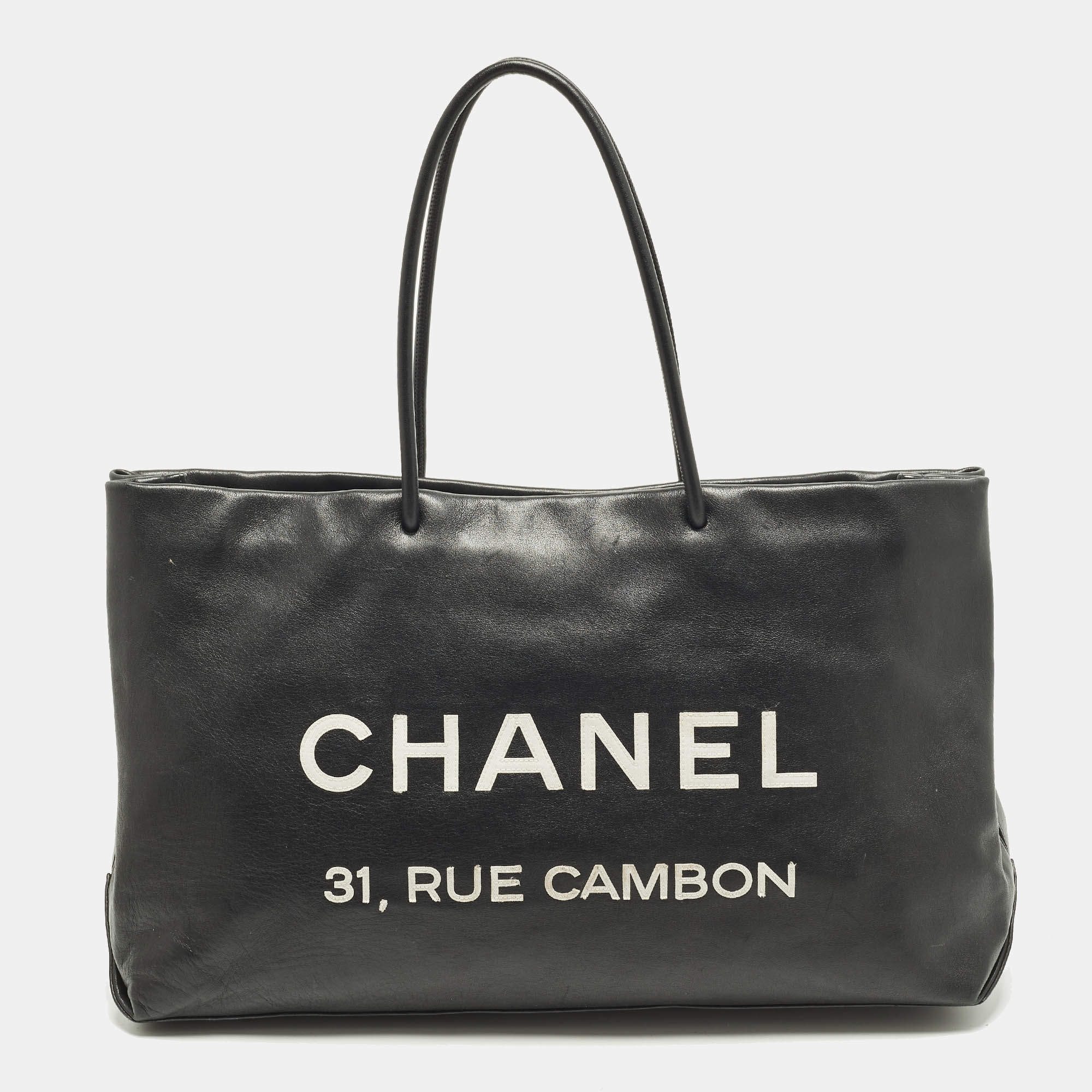 Pre Owned Chanel 31 Rue Cambon Black Leather Tote