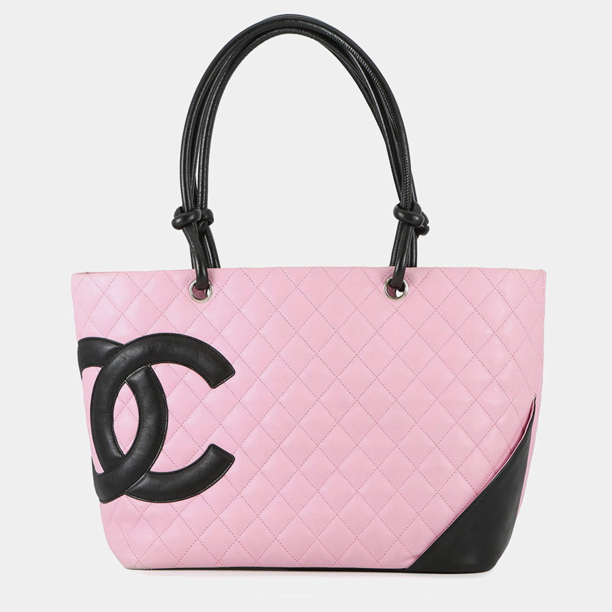 مملوكة مسبقًا Chanel Cambon Line Large Tote Pink/Black Leather Size Large