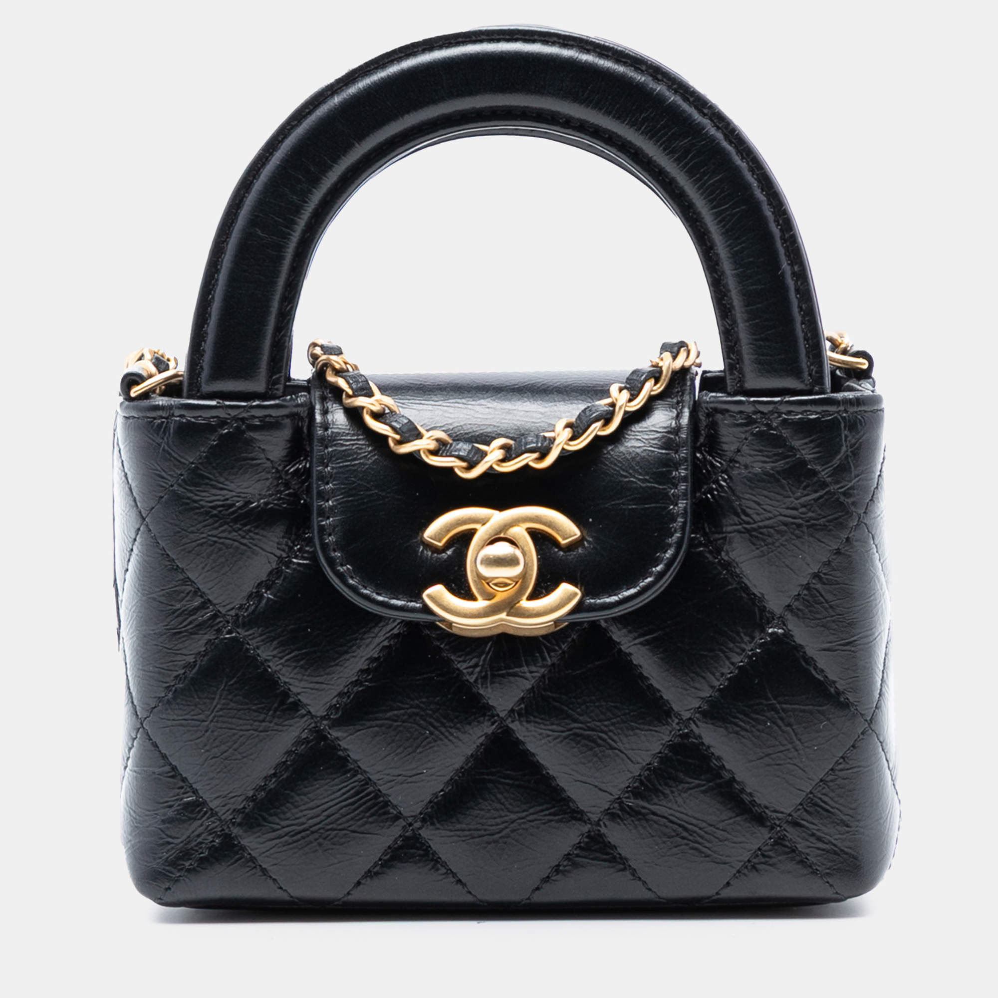 مملوكة مسبقًا Chanel Black Mini Nano Aged Calfskin Kelly Shopper Bag