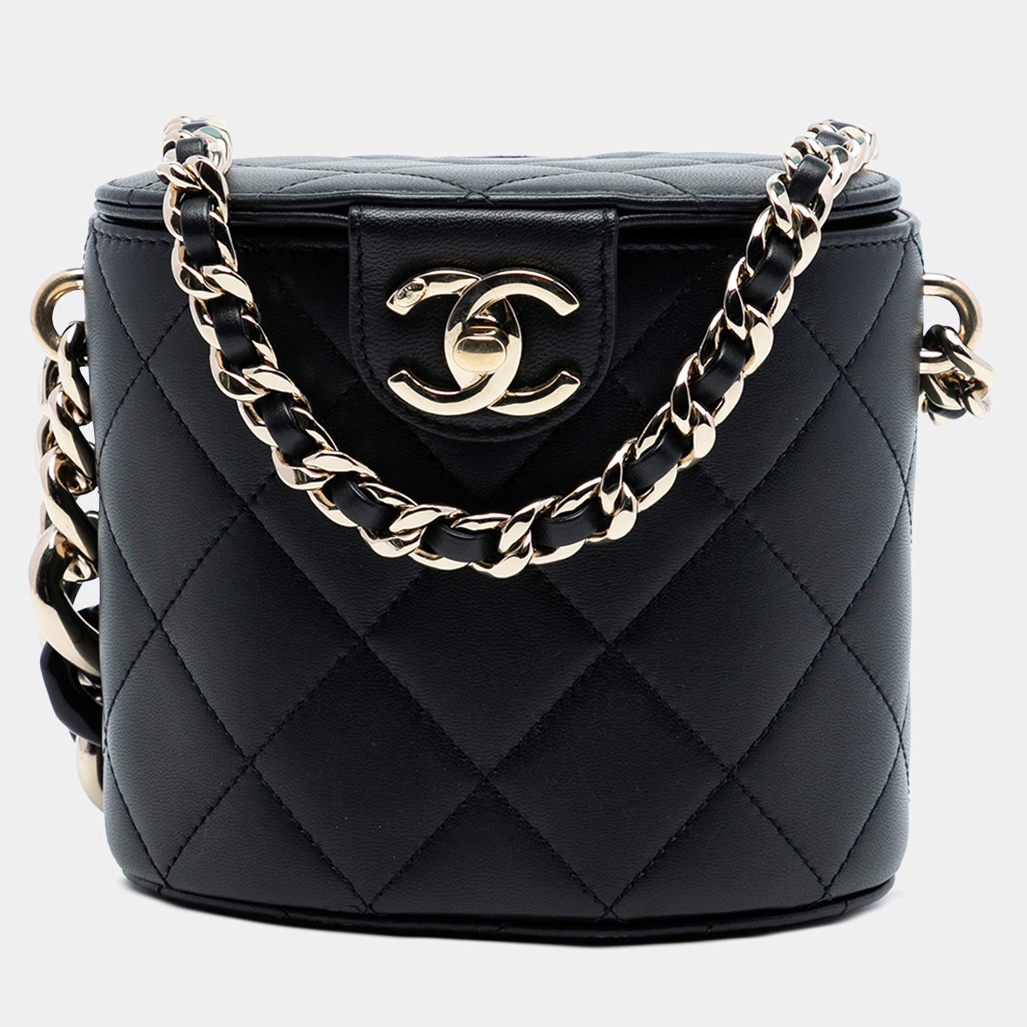 مملوكة مسبقًا Chanel Black Mini Quilted Lambskin Elegant Chain Vanity Case