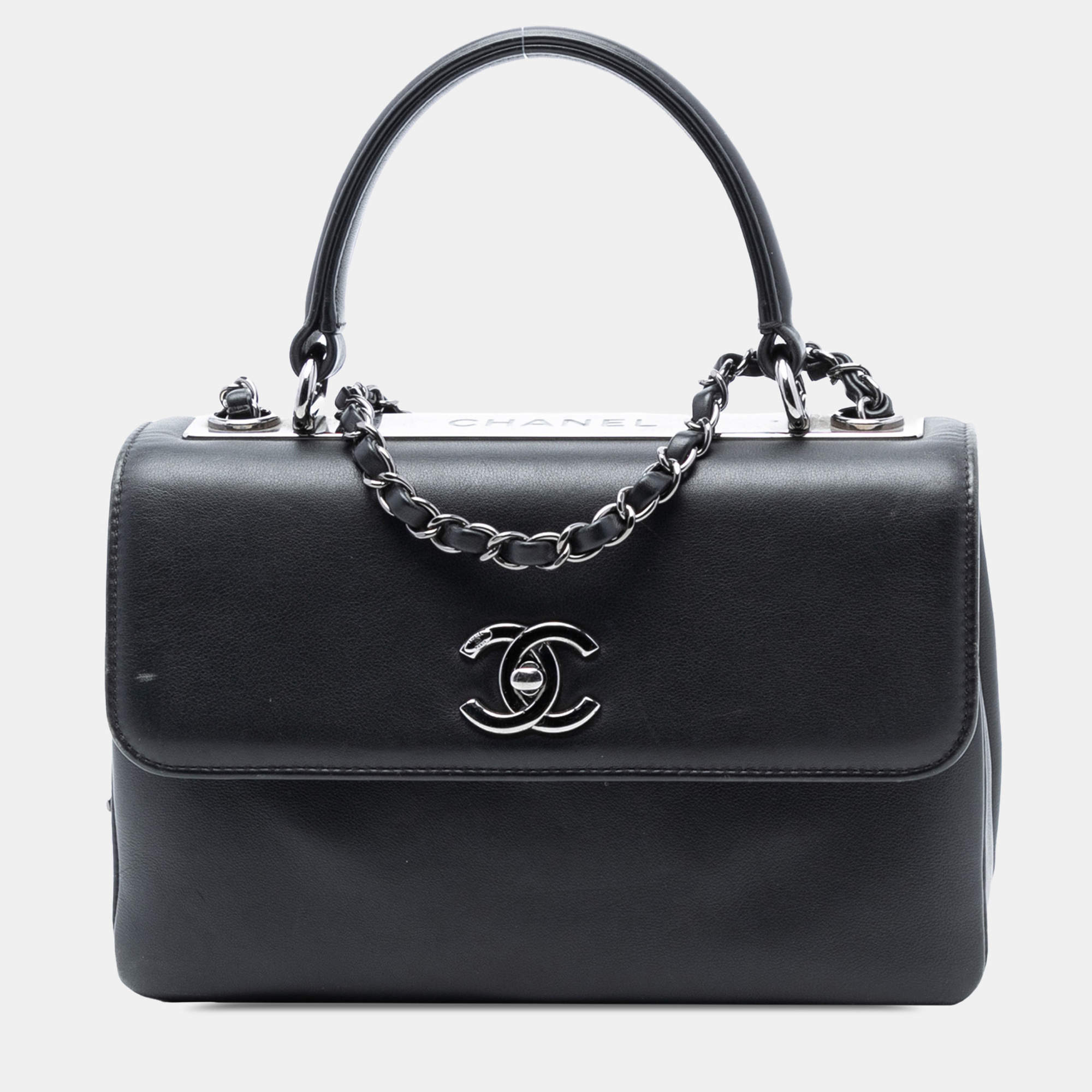 Pre Owned Chanel Black Small Lambskin Trendy CC Top Handle Bag