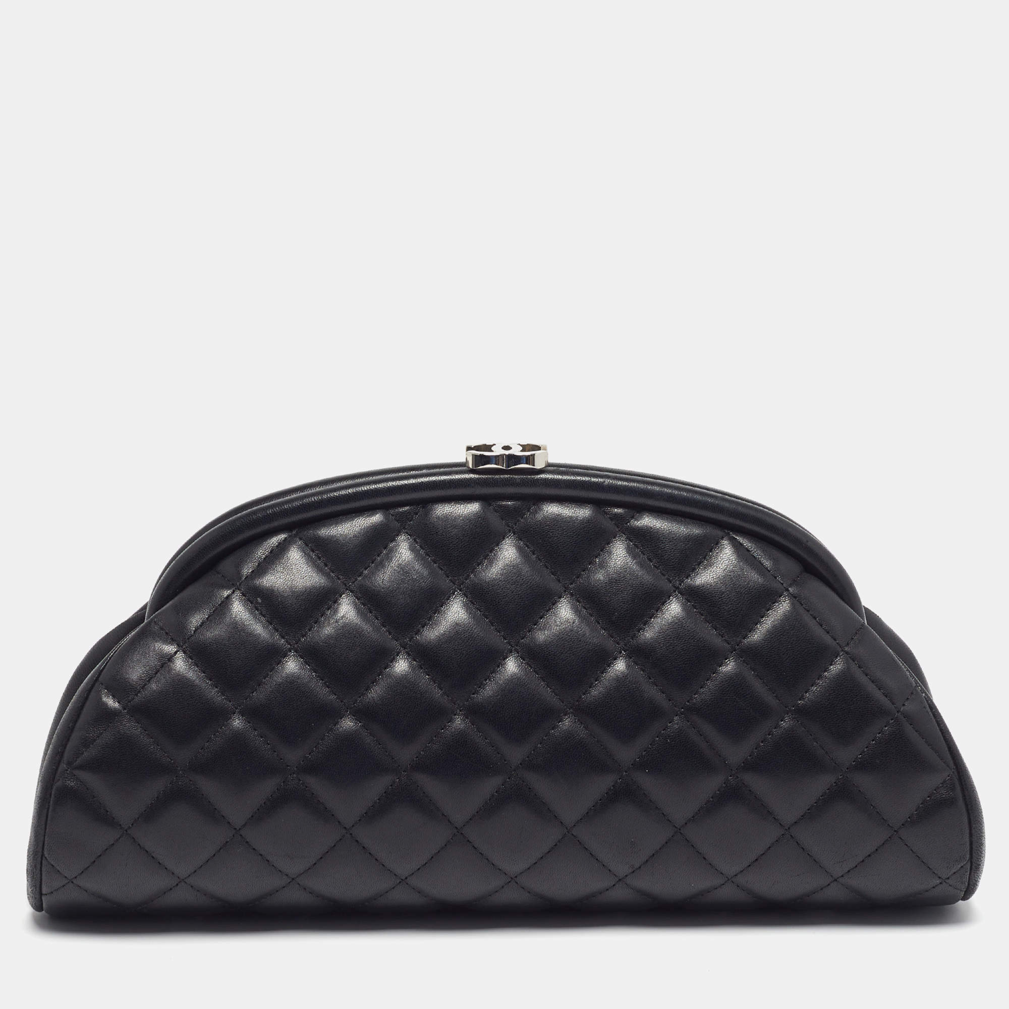 Pre Owned Chanel Timeless Black Quilted Leather Clutch