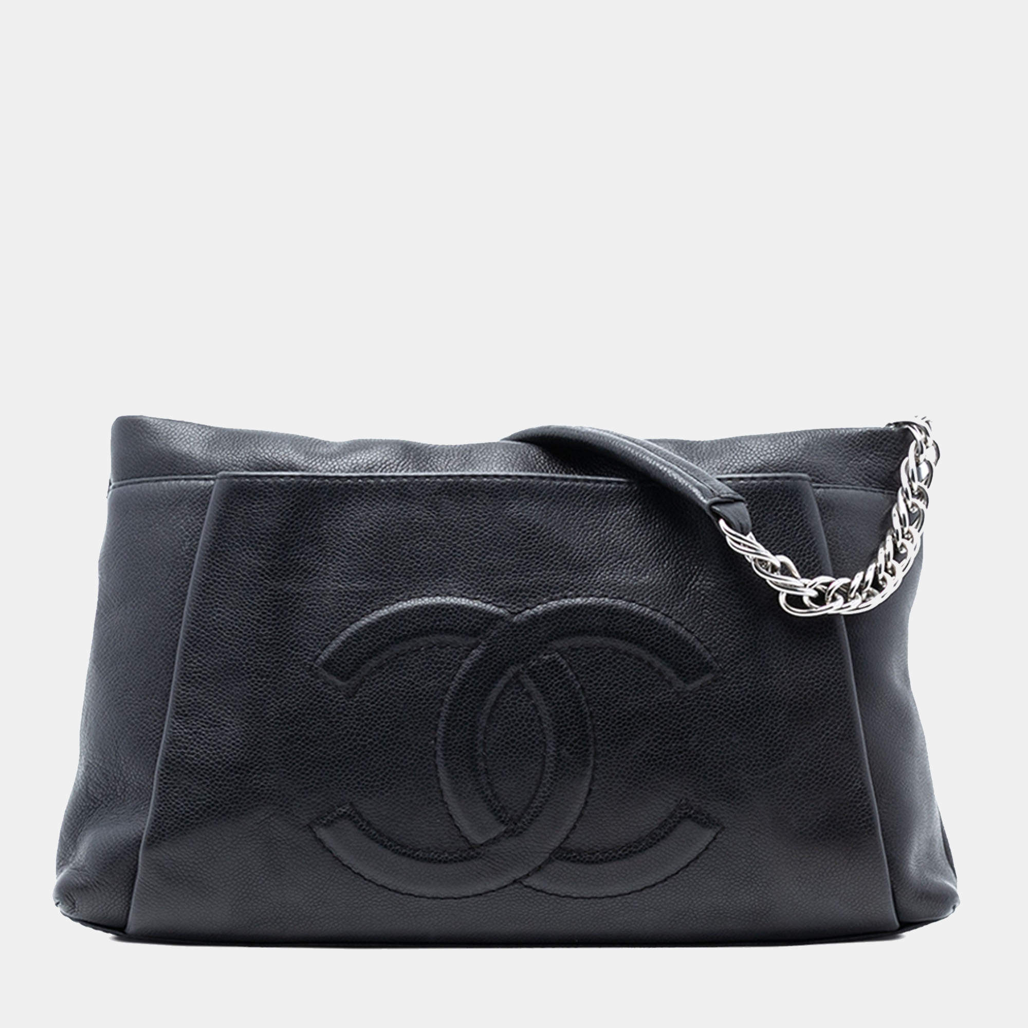 مملوكة مسبقًا Chanel Black CC Caviar Tuck Tote