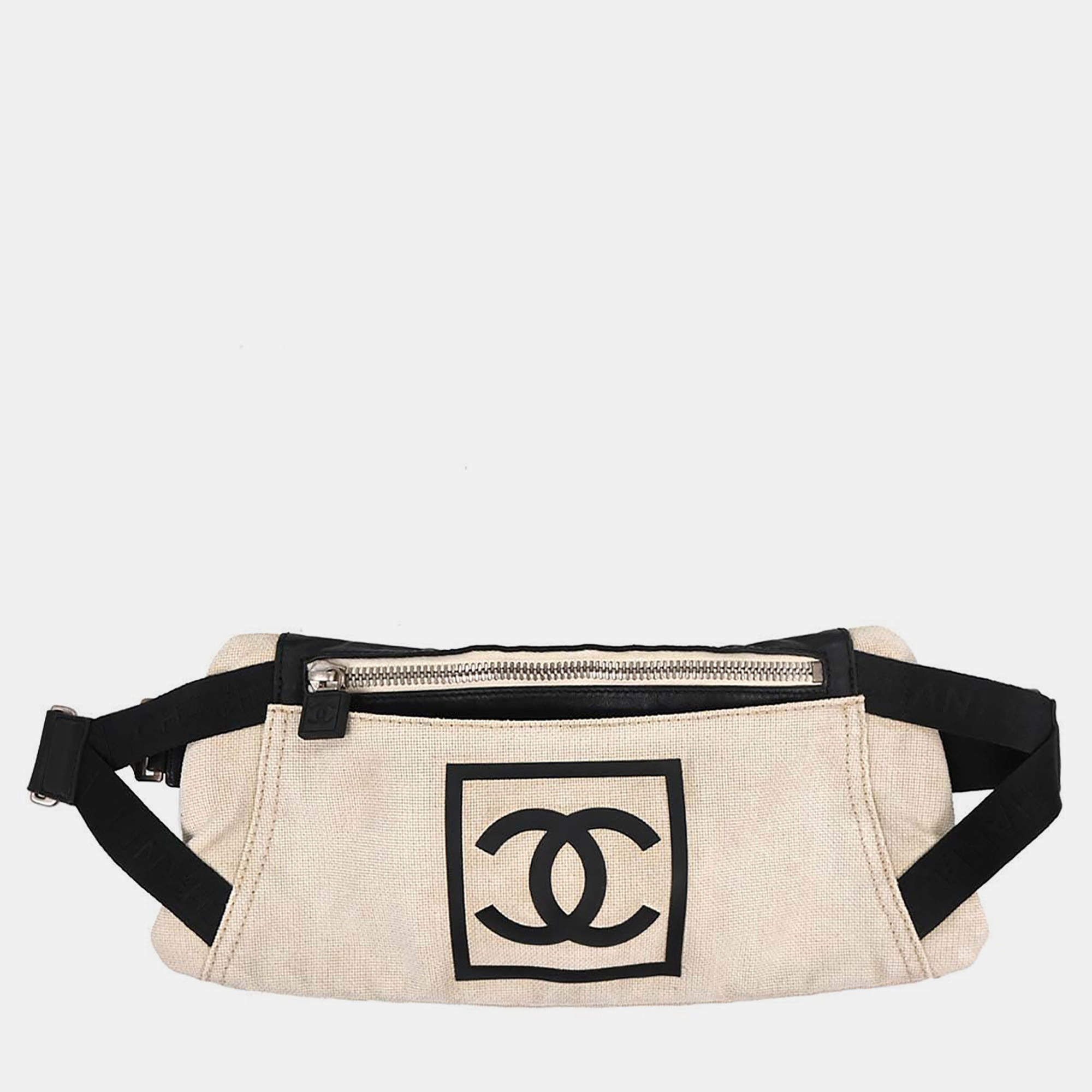 Pre Owned Chanel White Canvas Sport Line Waist Bum Bag