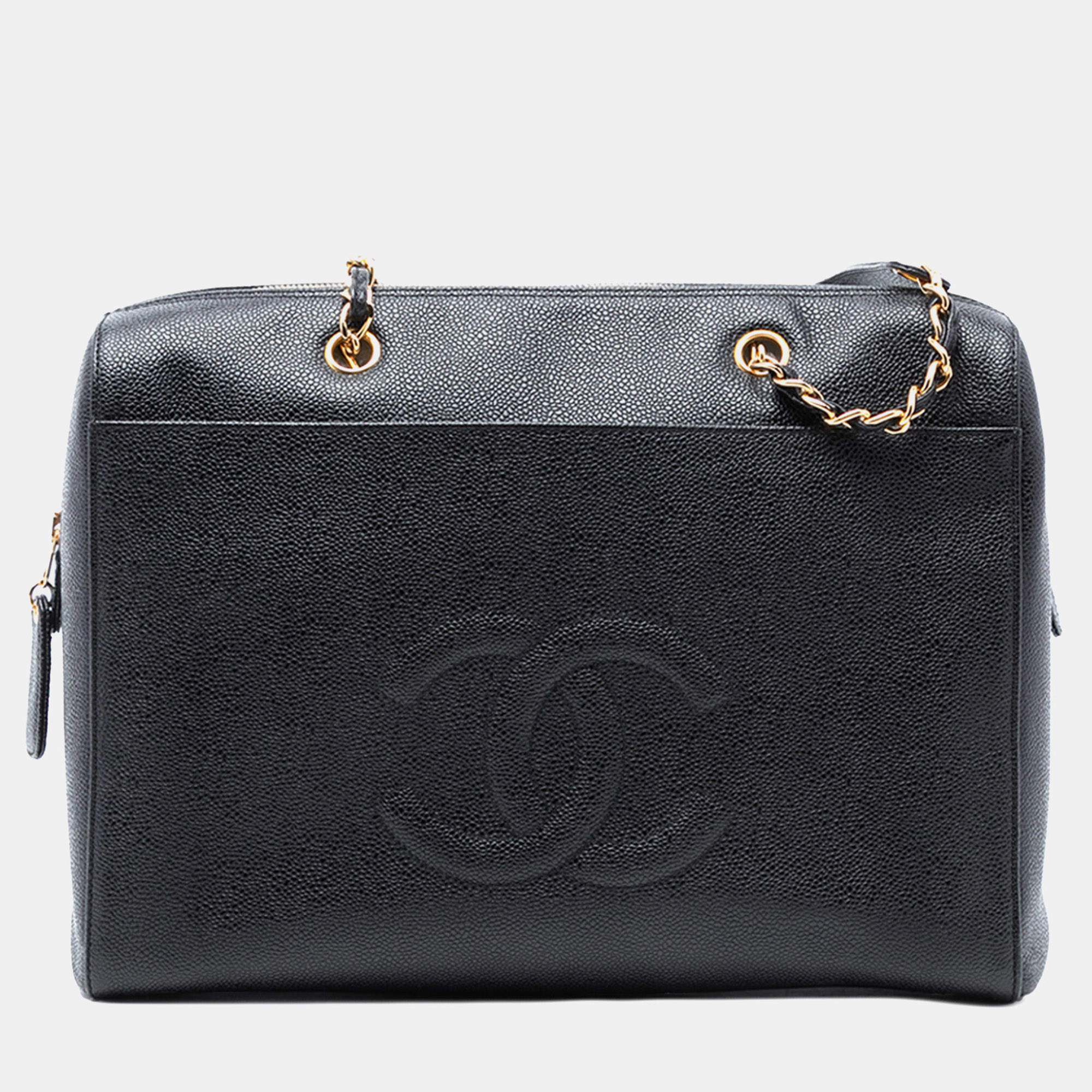 Pre Owned Chanel Black CC Caviar Shoulder Bag