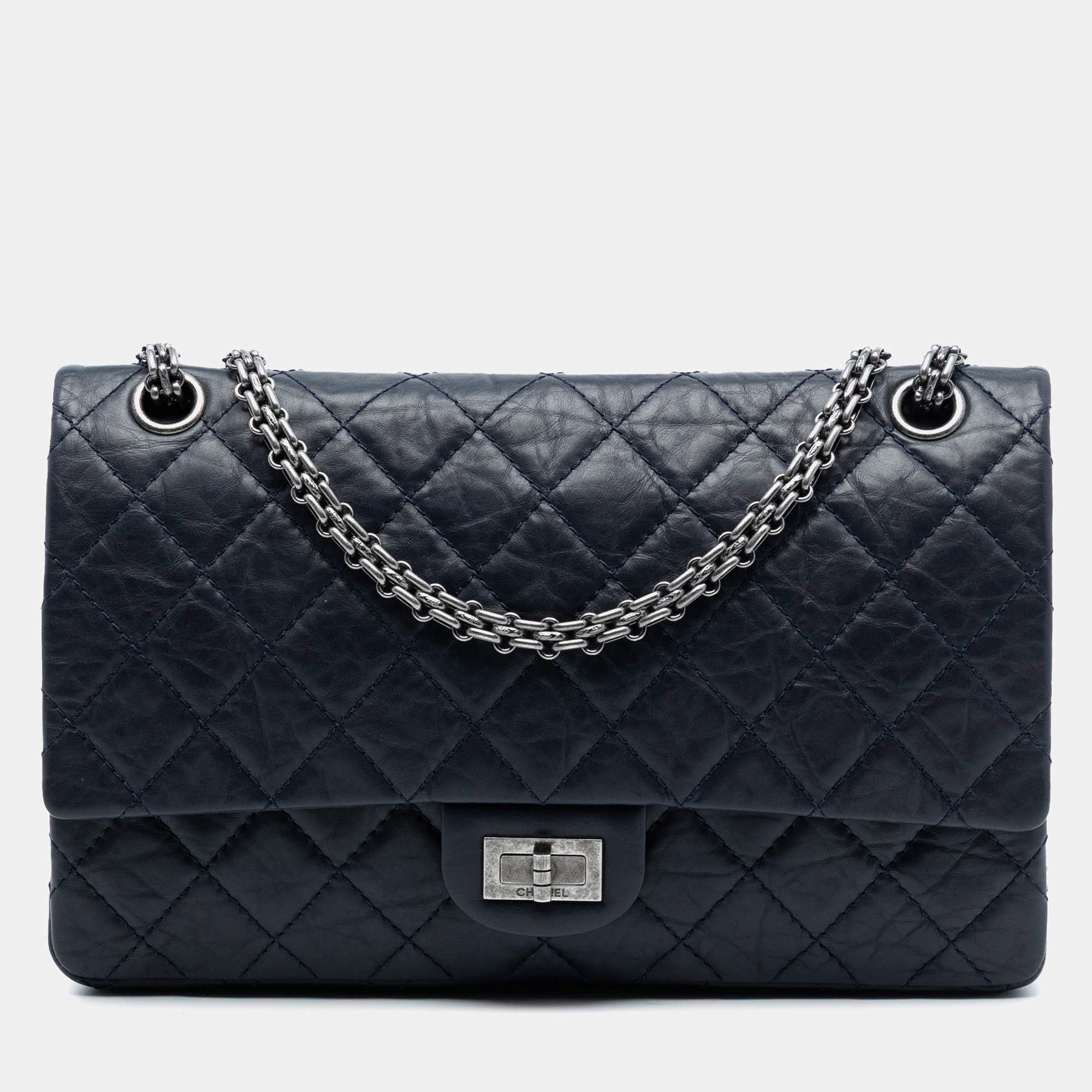 مملوكة مسبقًا Chanel Blue Quilted Aged Calfskin Reissue 2.55 Double Flap 226