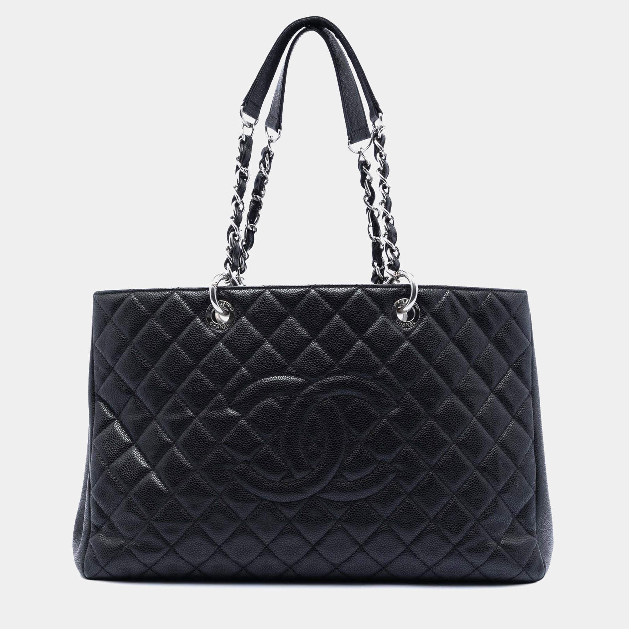 Pre Owned Chanel Black Caviar Grand Shopping Tote XL