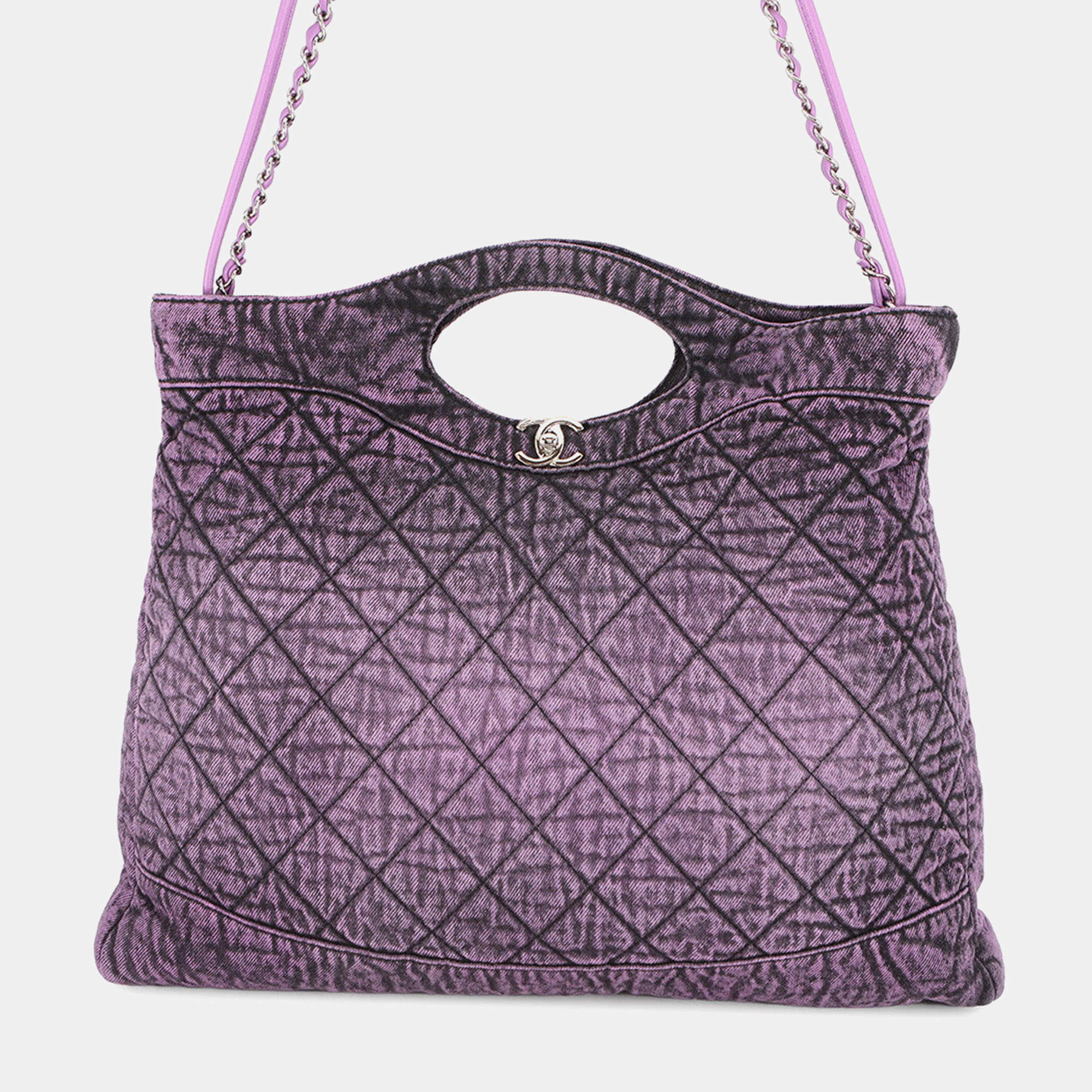 Pre Owned Chanel Chanel 31 Large Shopping Bag Purple Denim