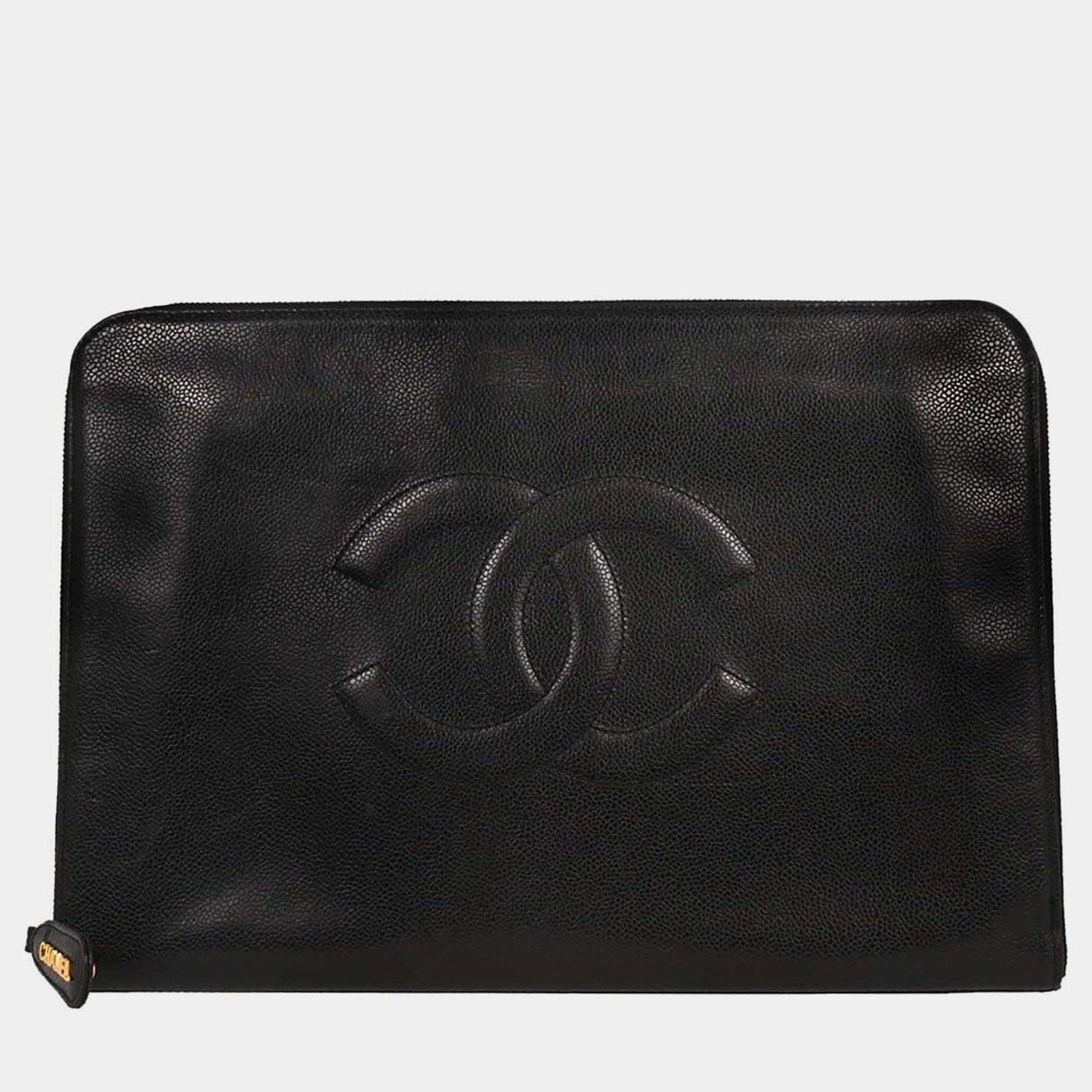 Pre Owned Chanel Black Calfskin Clutch Bag