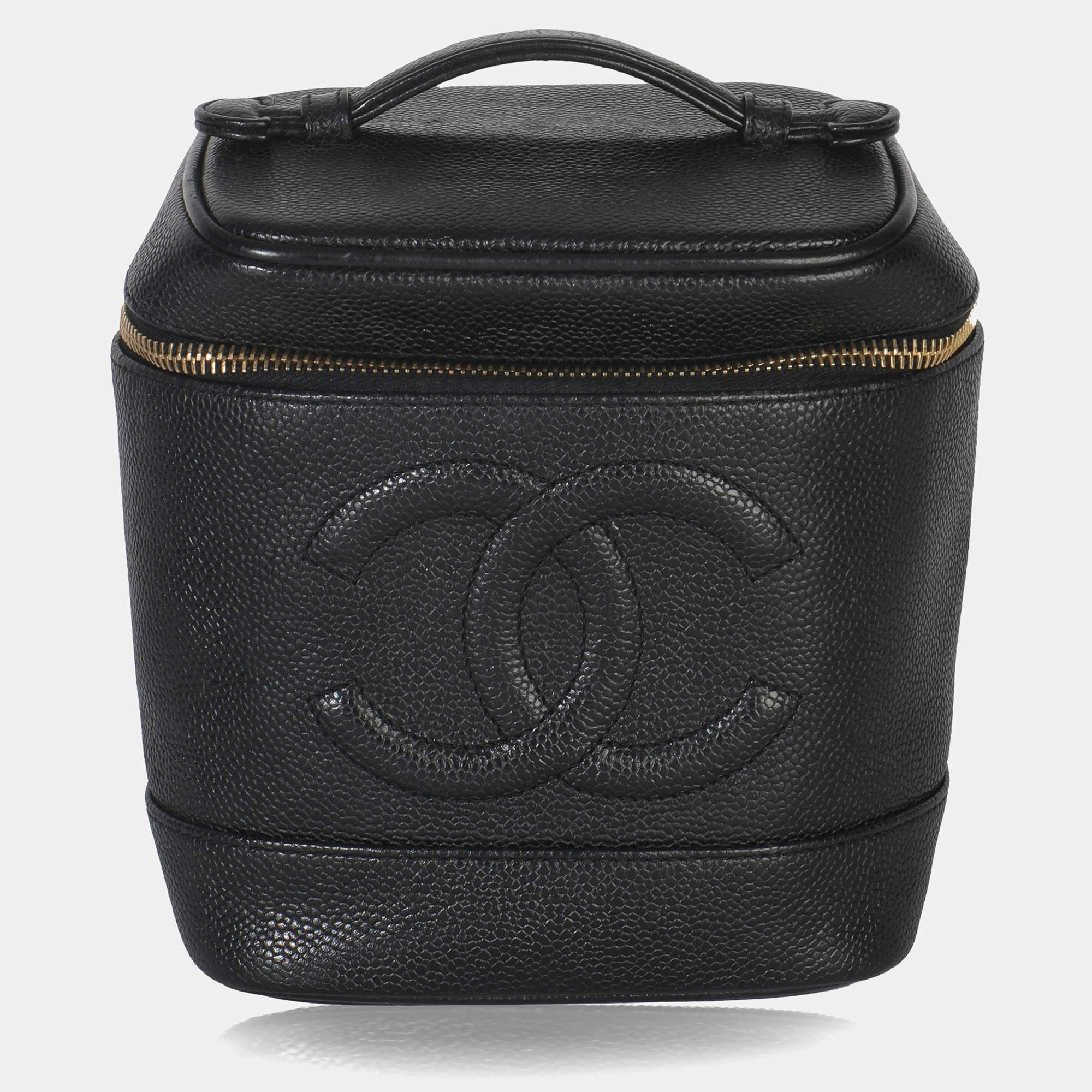 Pre Owned Chanel Vintage Black Caviar CC Vanity Case