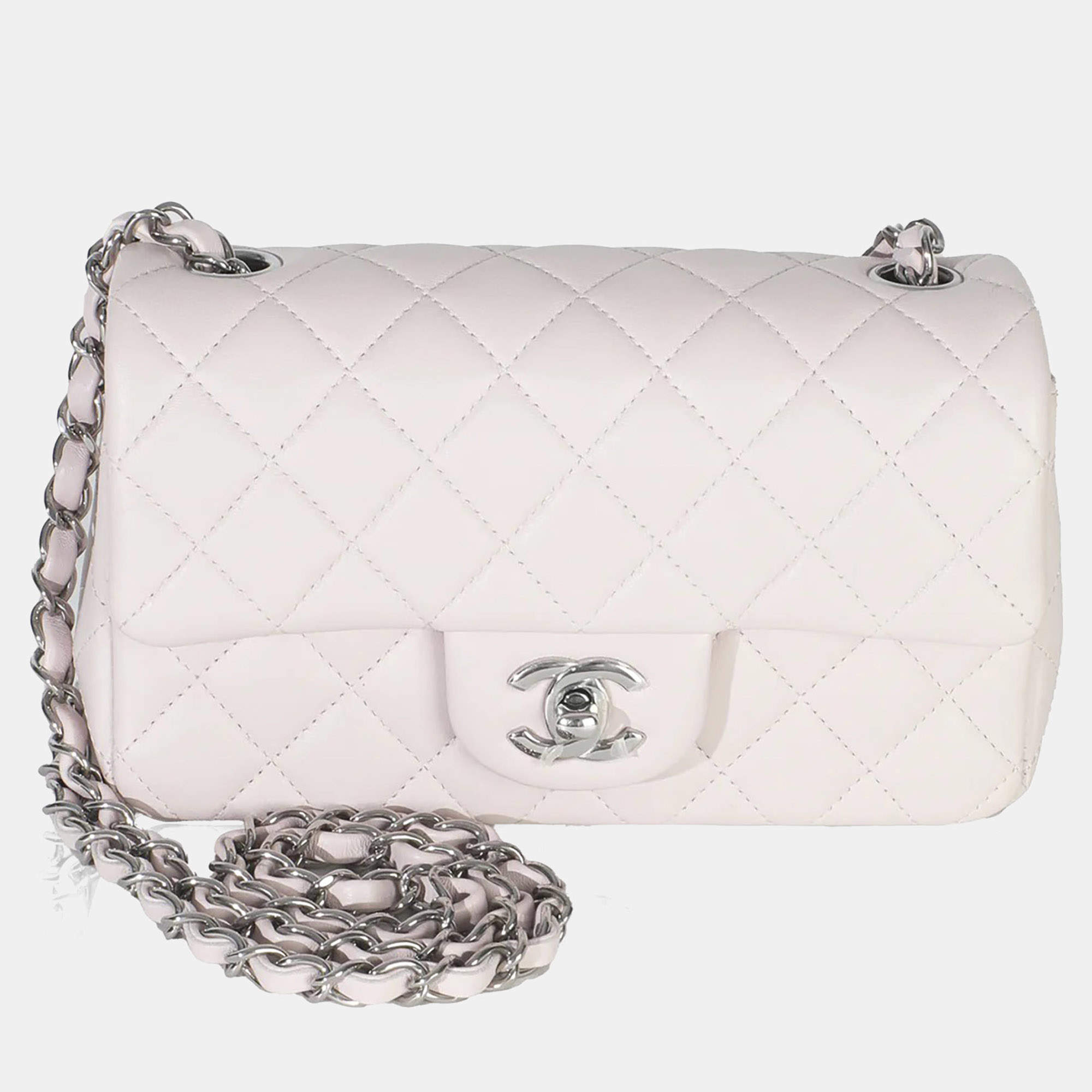 Pre Owned Chanel Rectangle Mini Flap Clair Quilted Lambskin Bag