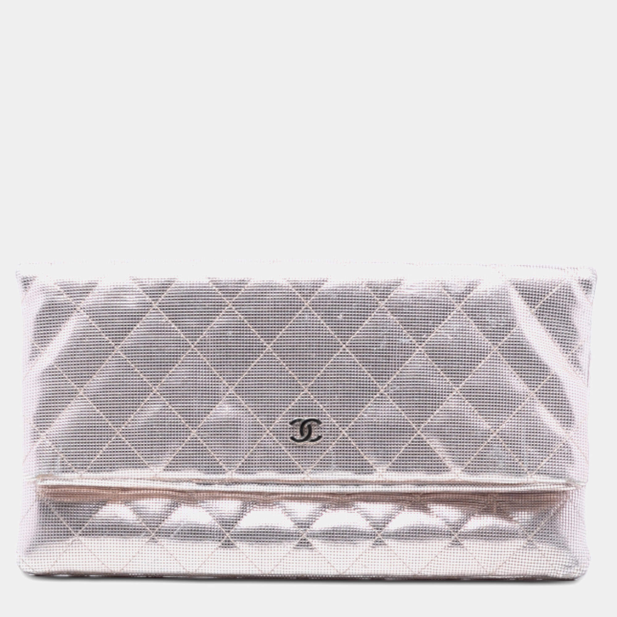 Pre Owned Chanel Pink Quilted Calfskin Pixel Effect Beauty Foldover Clutch