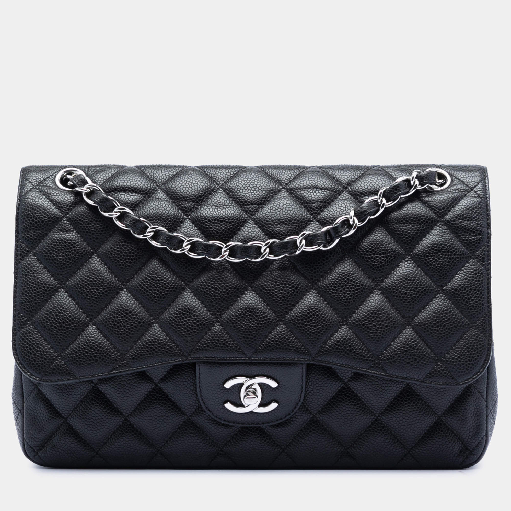 مملوكة مسبقًا Chanel Black Jumbo Classic Caviar Double Flap