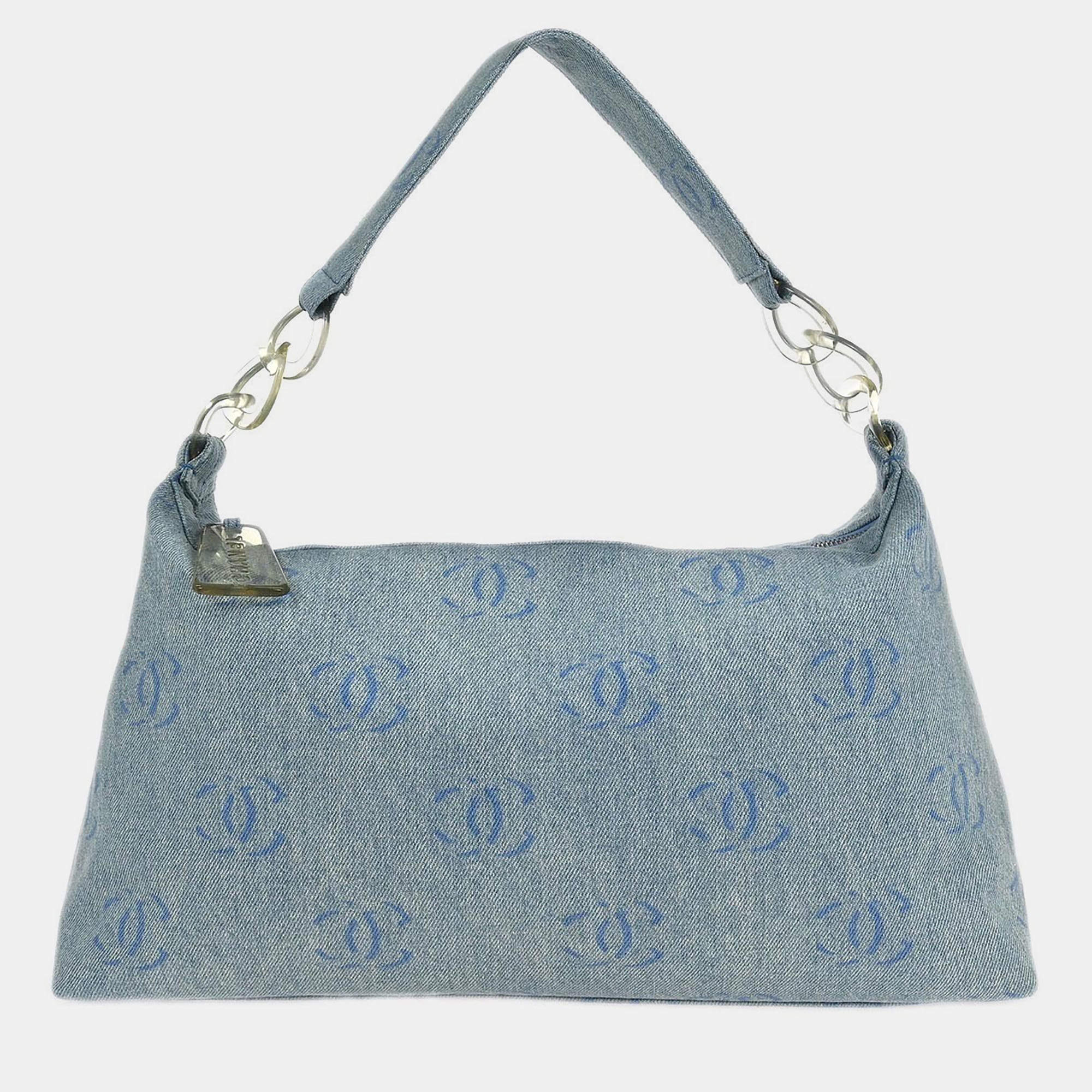Pre Owned Chanel Blue Denim Handbag