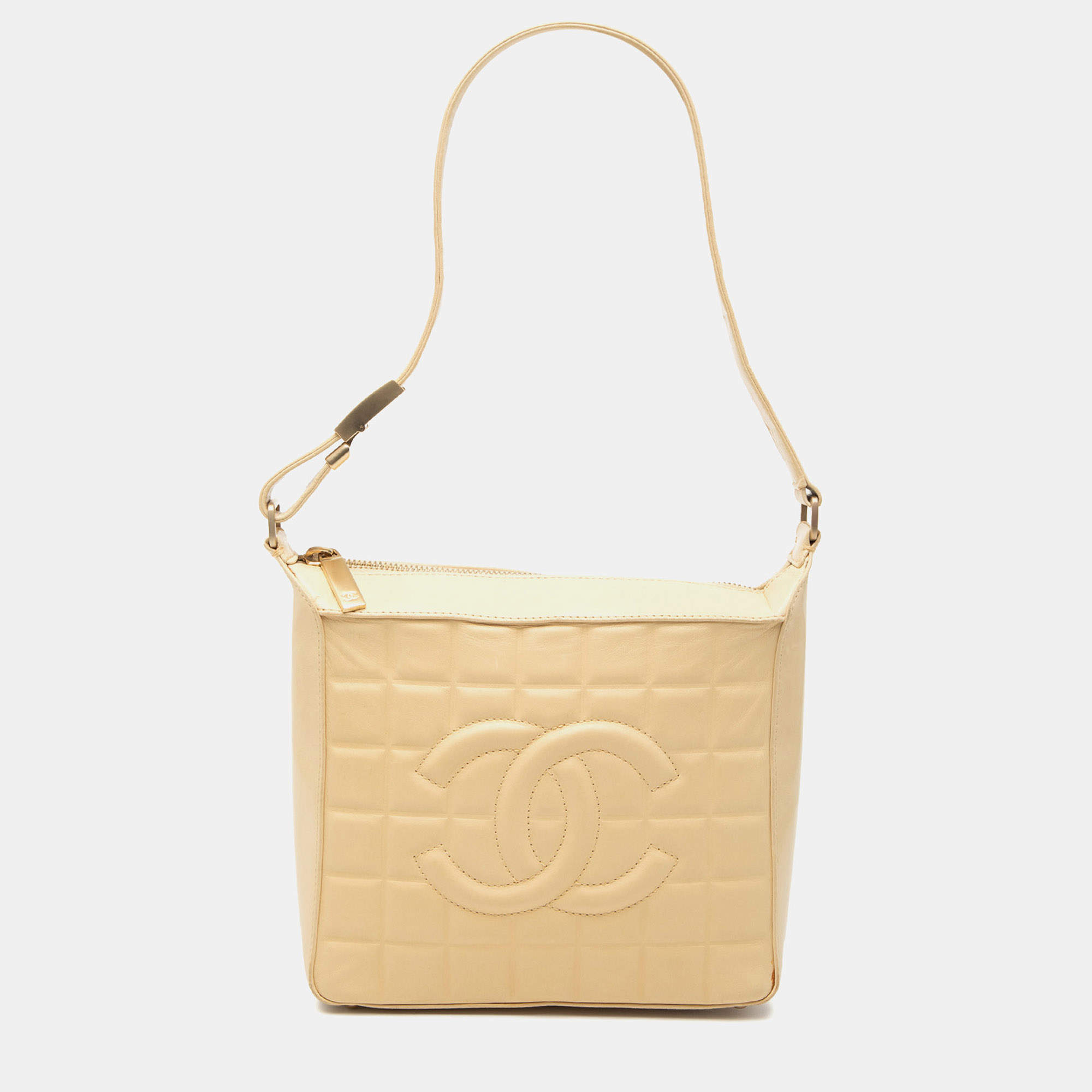 Pre Owned حقيبة شانيل سلسلة كتف جلد الخرفان بار شوكولاتة بني