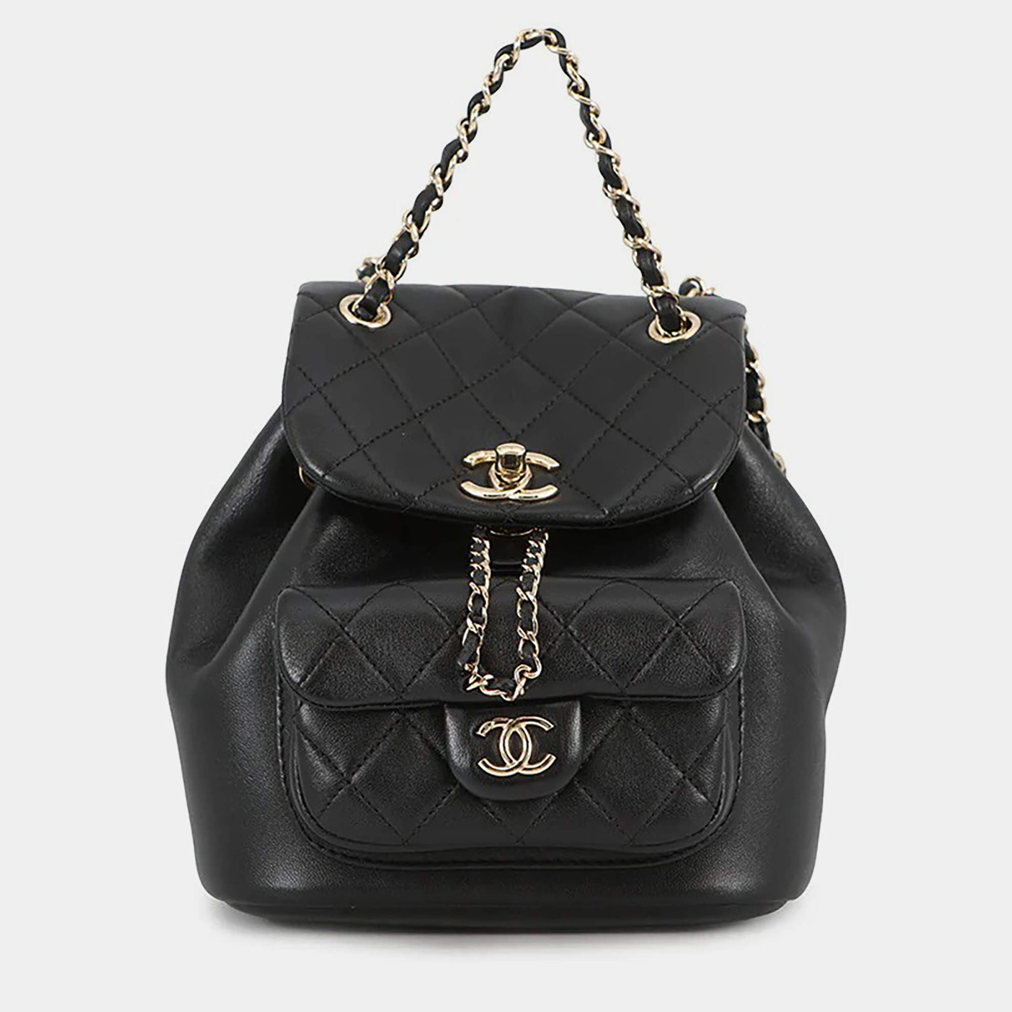 Pre Owned Chanel Matelasse Dumas Backpack Black Lambskin