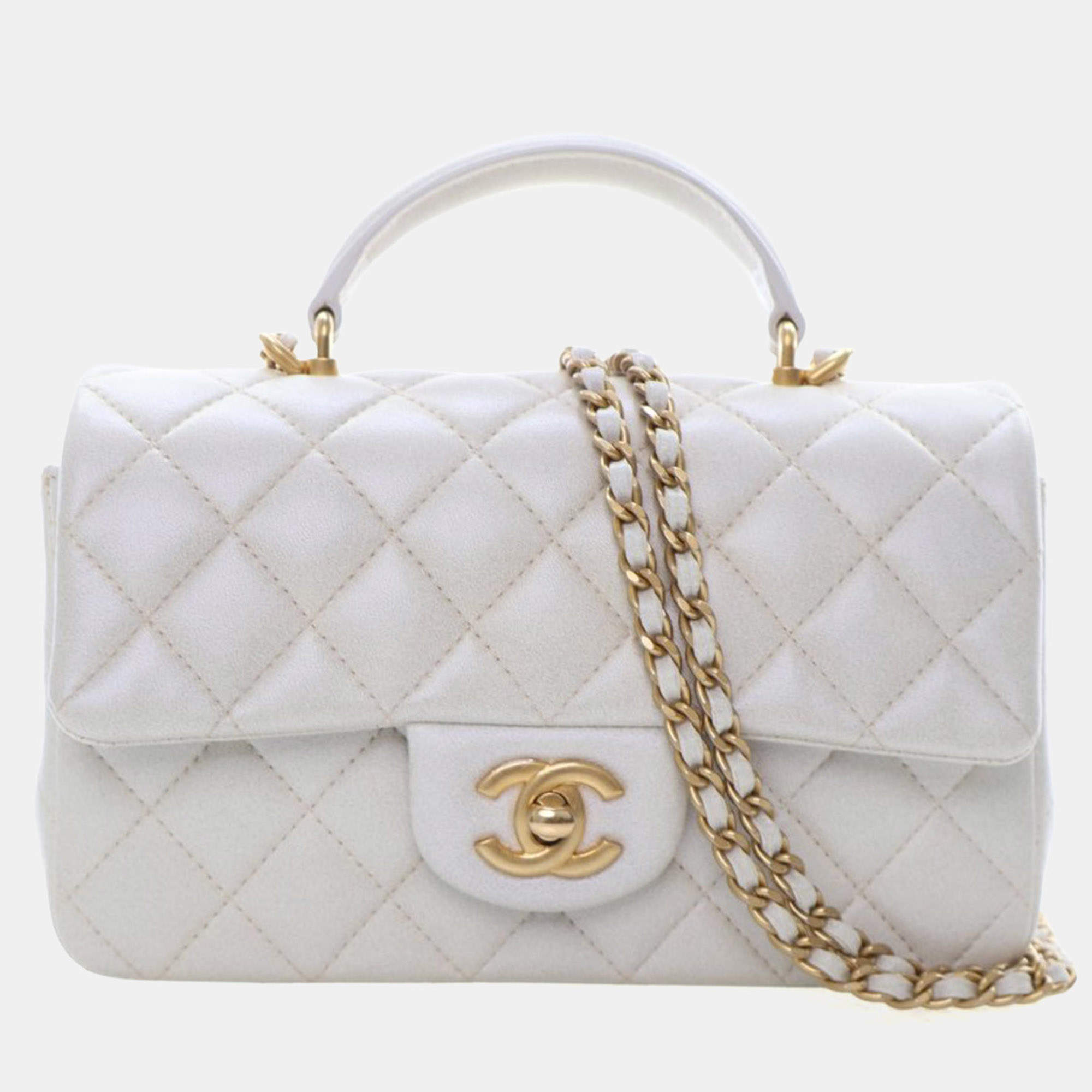 مملوكة مسبقًا Chanel Mini Lambskin Rectangular Top Handle Classic Flap Bag