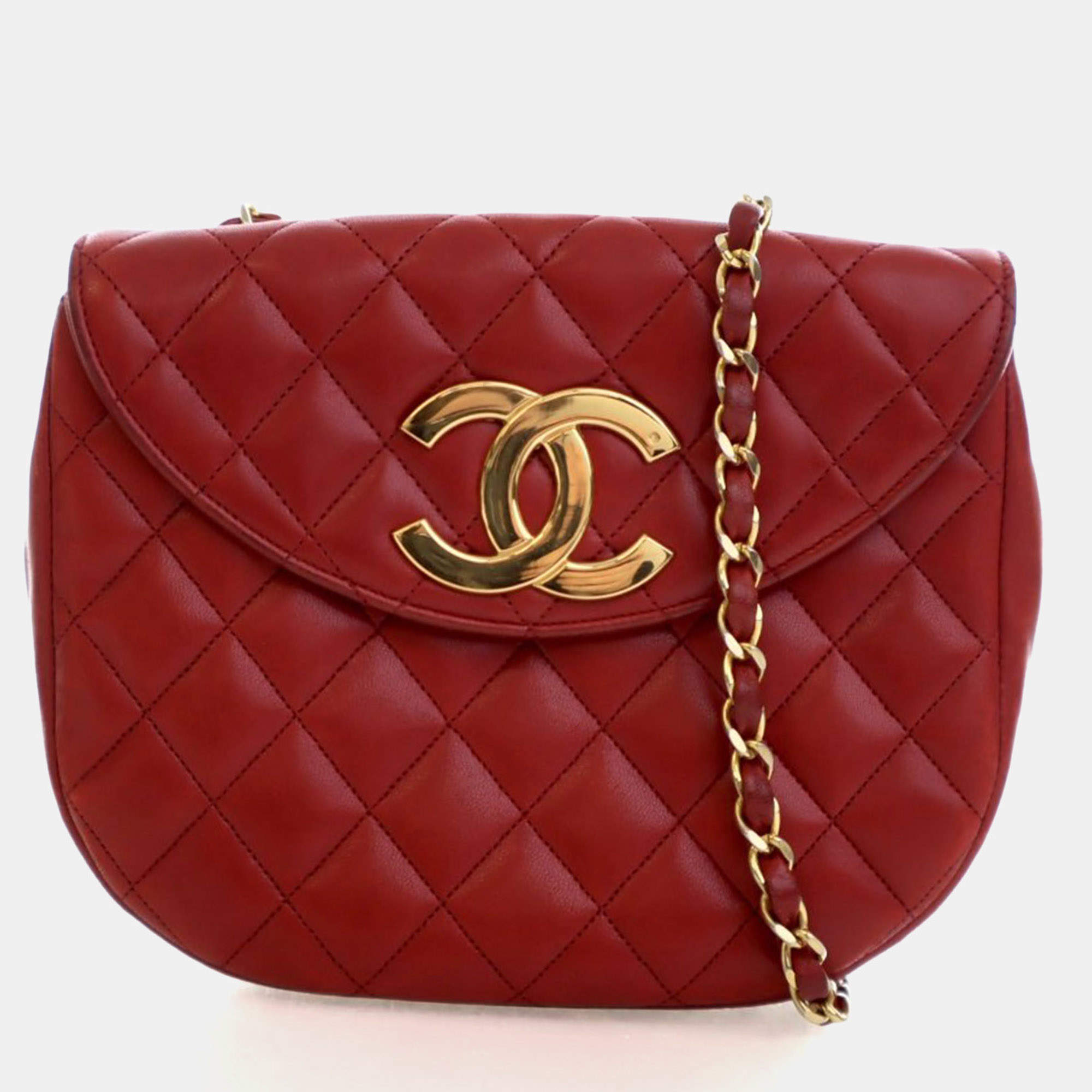 Pre Owned حقيبة شانيل جلد الحمل جامبو CC بغطاء علوي قديم