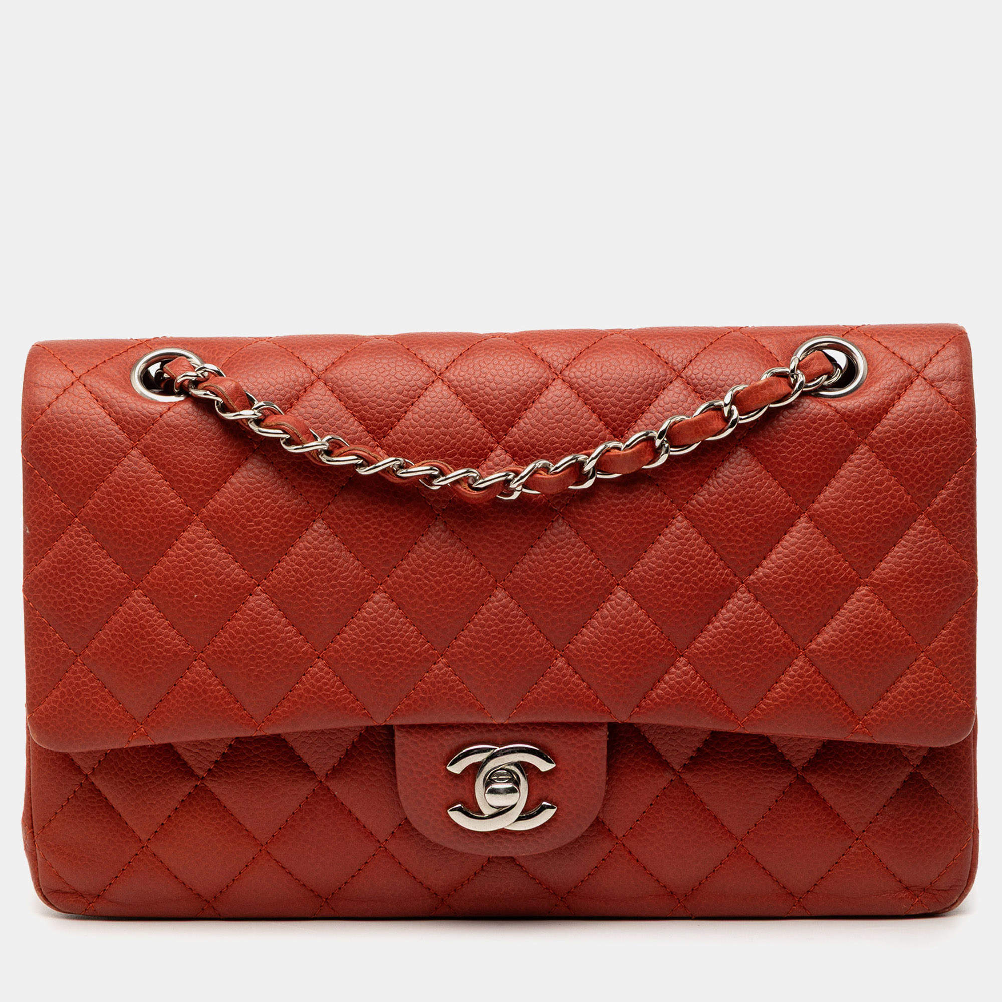 مملوكة مسبقًا Chanel Red Medium Classic Caviar Double Flap