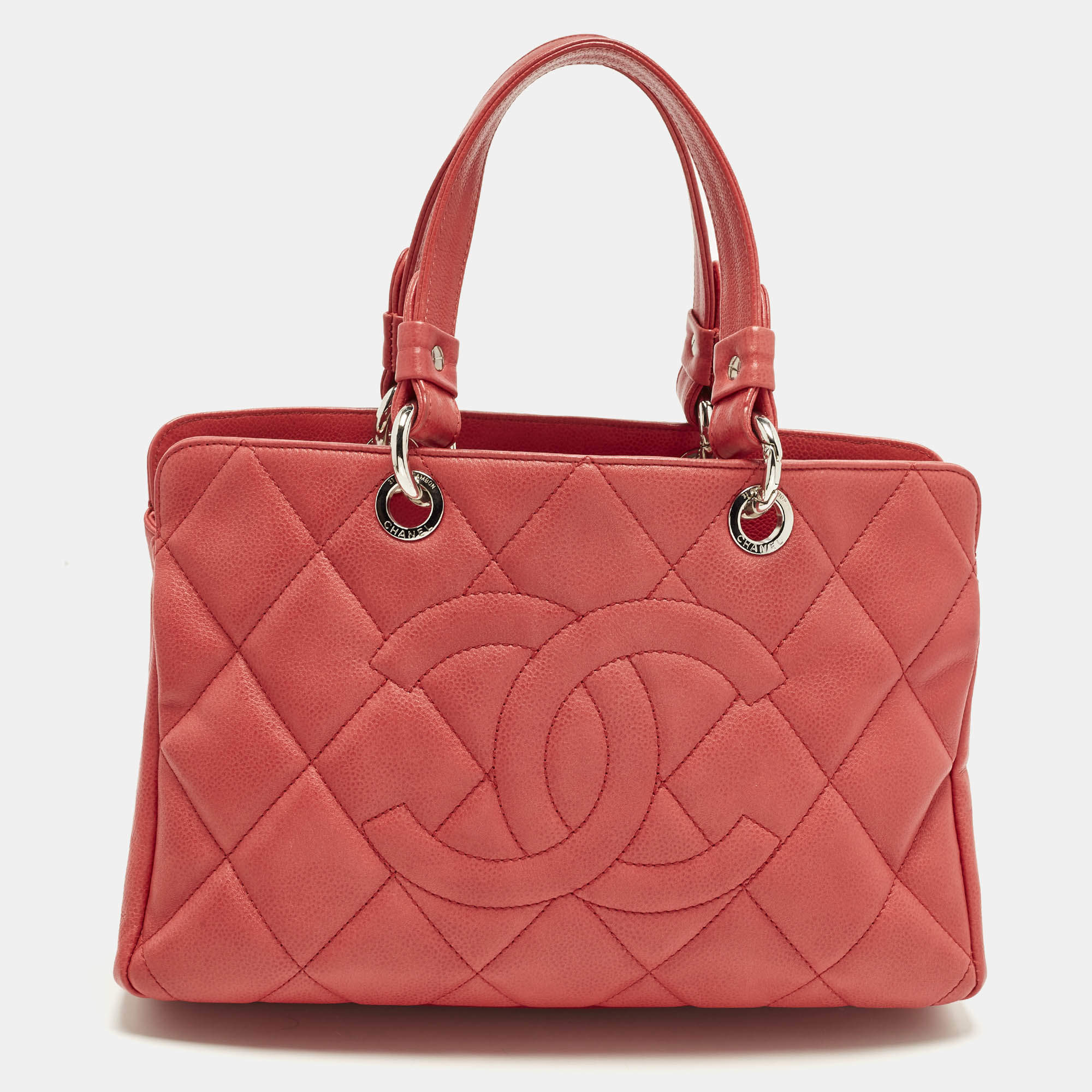 Pre Owned Chanel Timeless Red Quilted Leather Shopper Tote