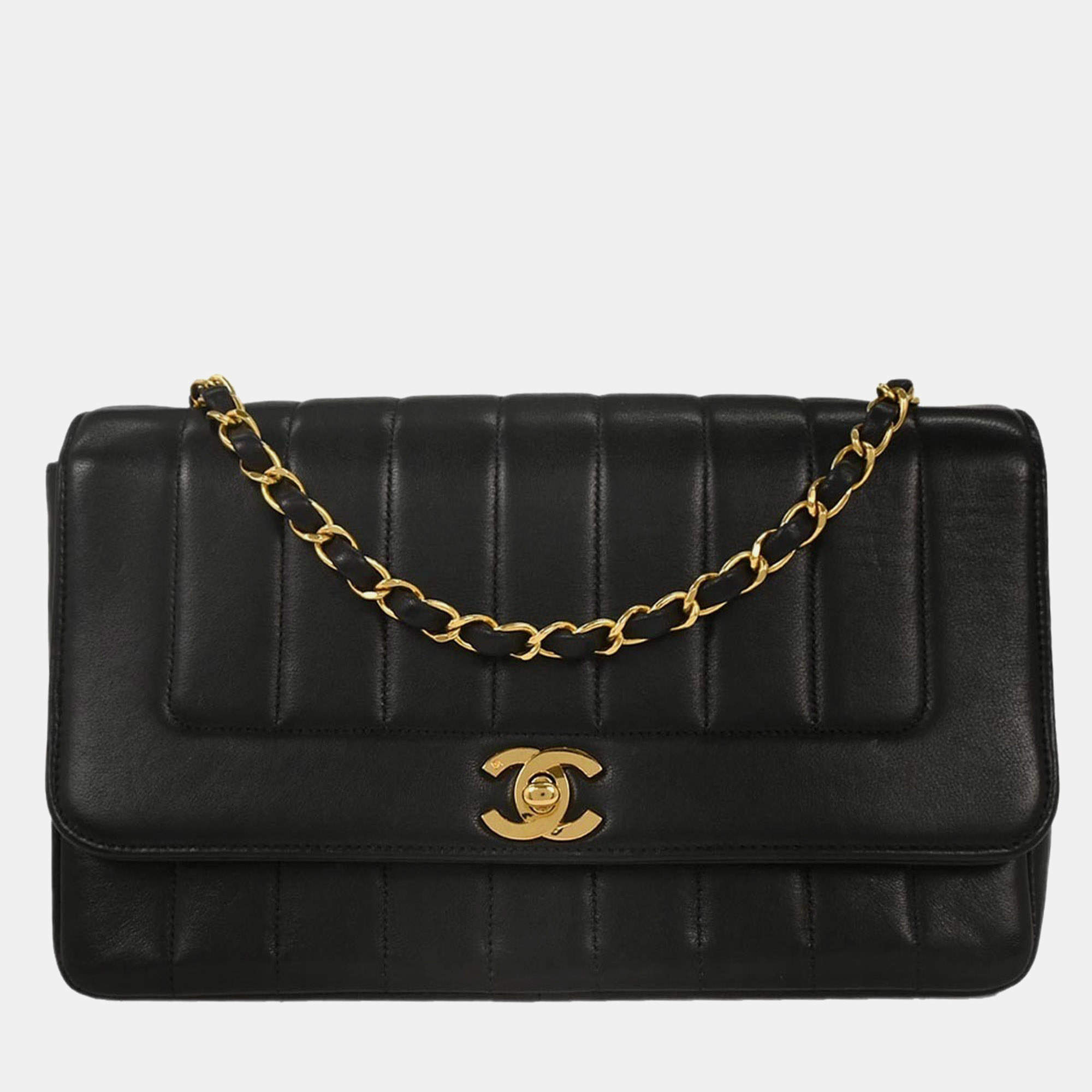 مملوكة مسبقًا حقيبة شانيل مادموزيل كتف جلد الحمل أسود