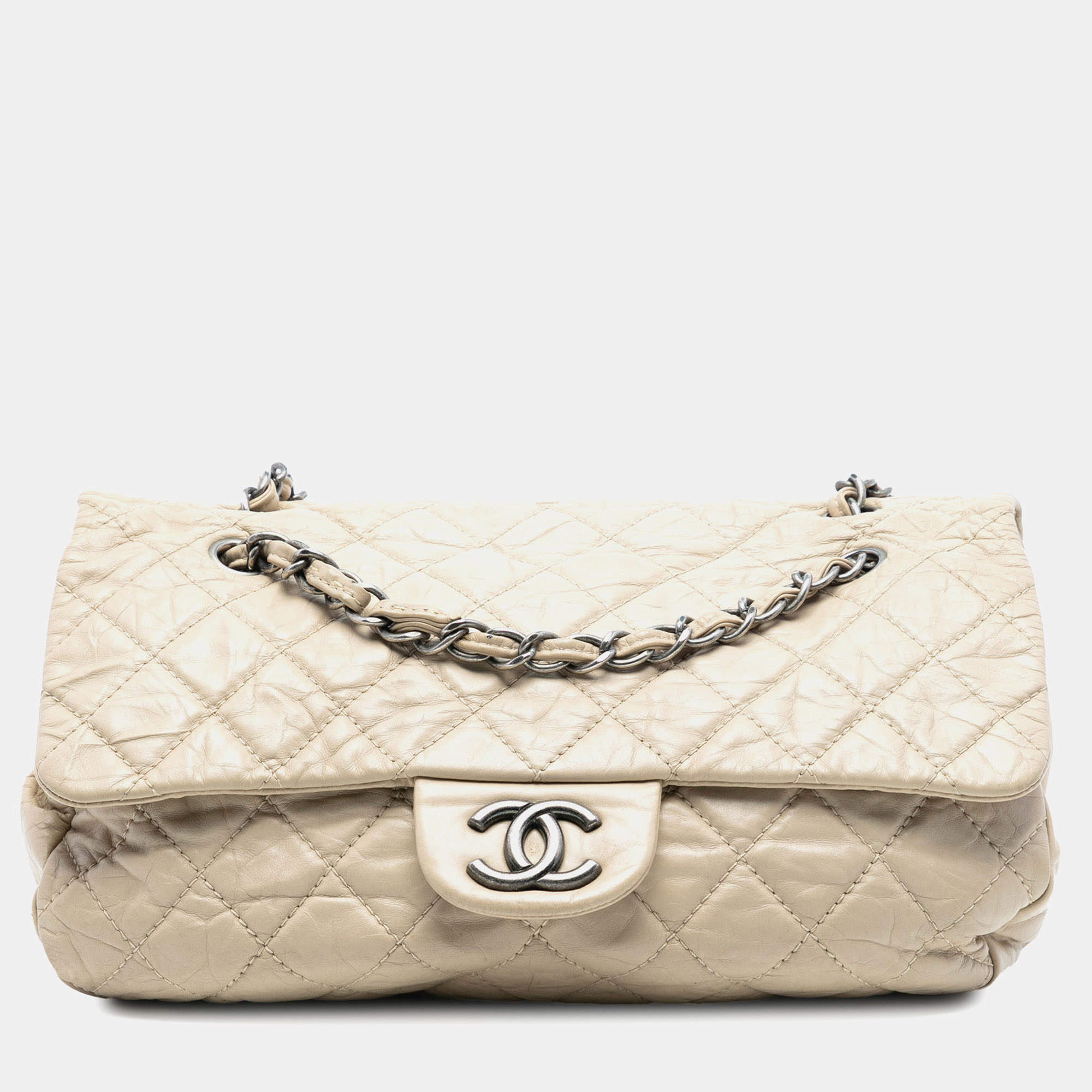 Pre Owned Chanel Brown CC Quilted Aged Calfskin Flap