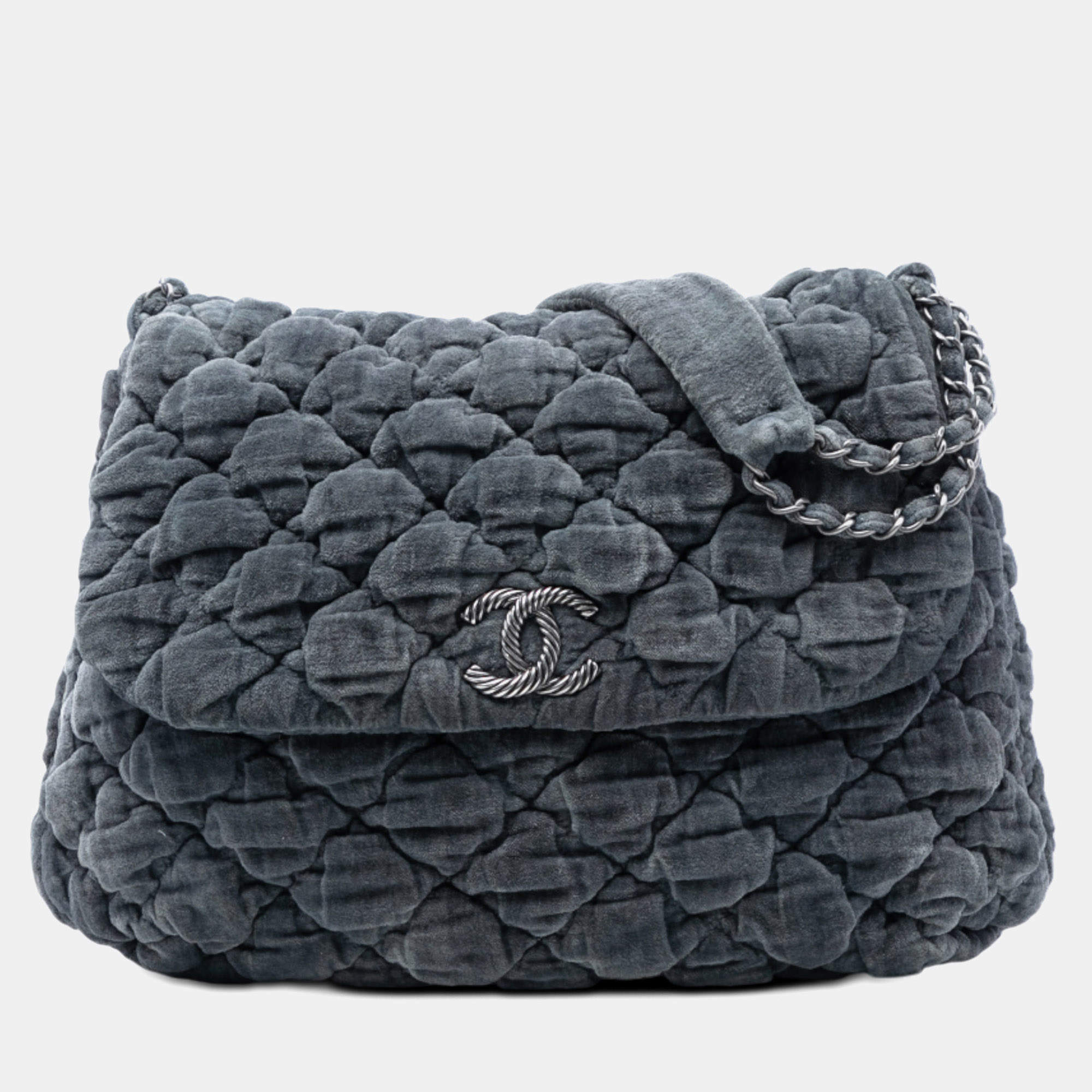 Pre Owned Chanel Paris Moscou Bubble Quilted Velvet Flap