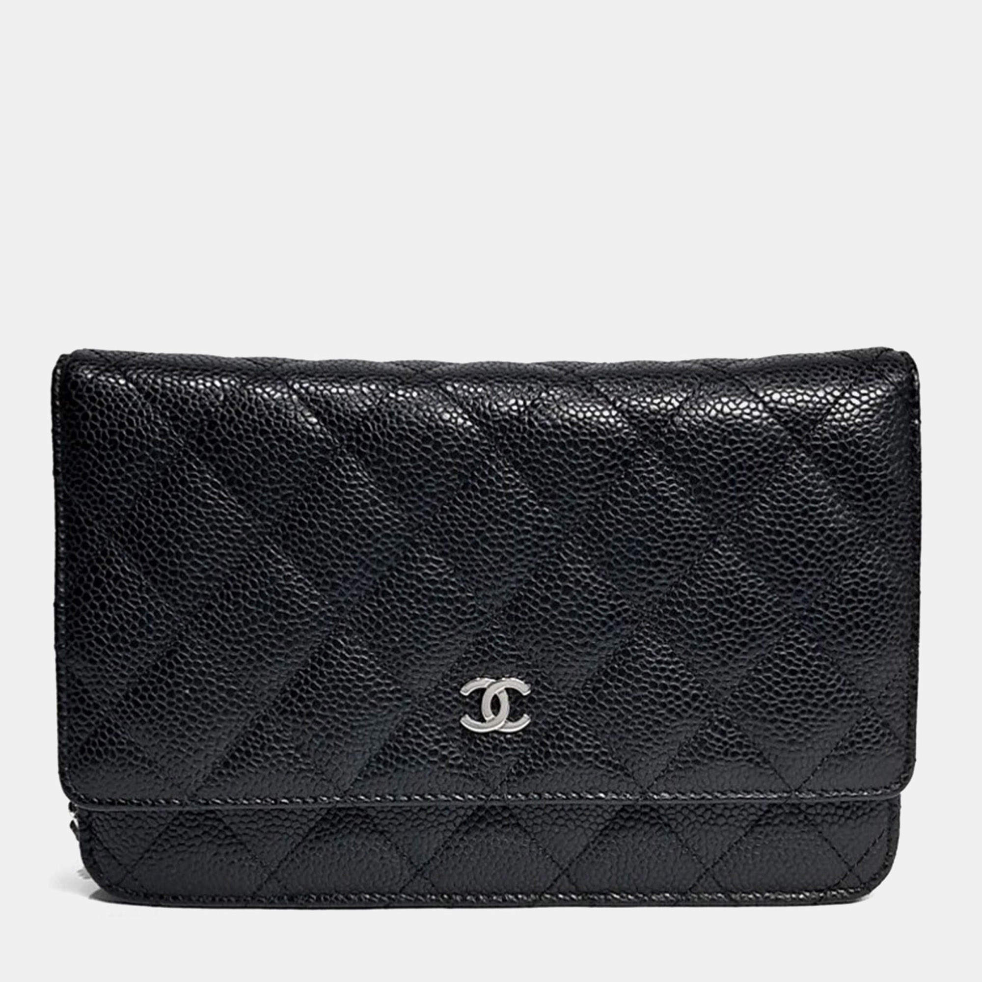 Pre Owned Chanel Black Leather Caviar WOC Mini Crossbody Bag