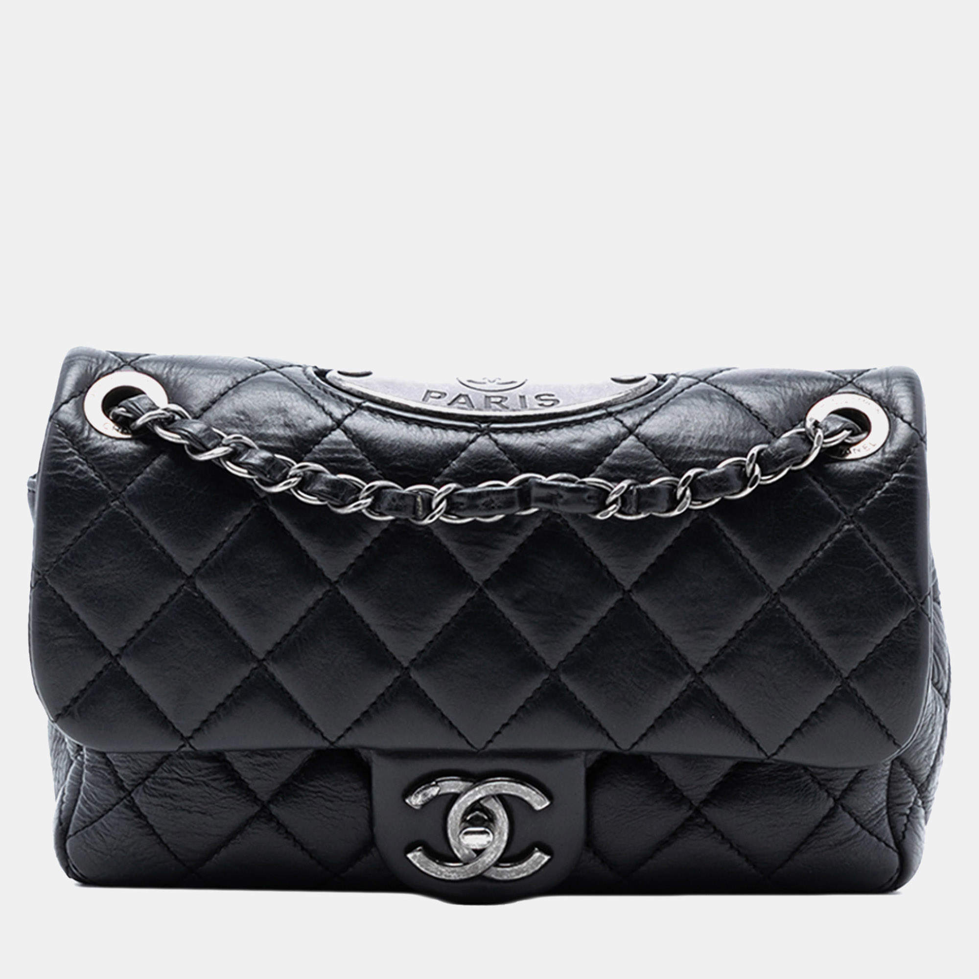 Pre Owned Chanel Black Paris Dallas Small Quilted Calfskin Flap