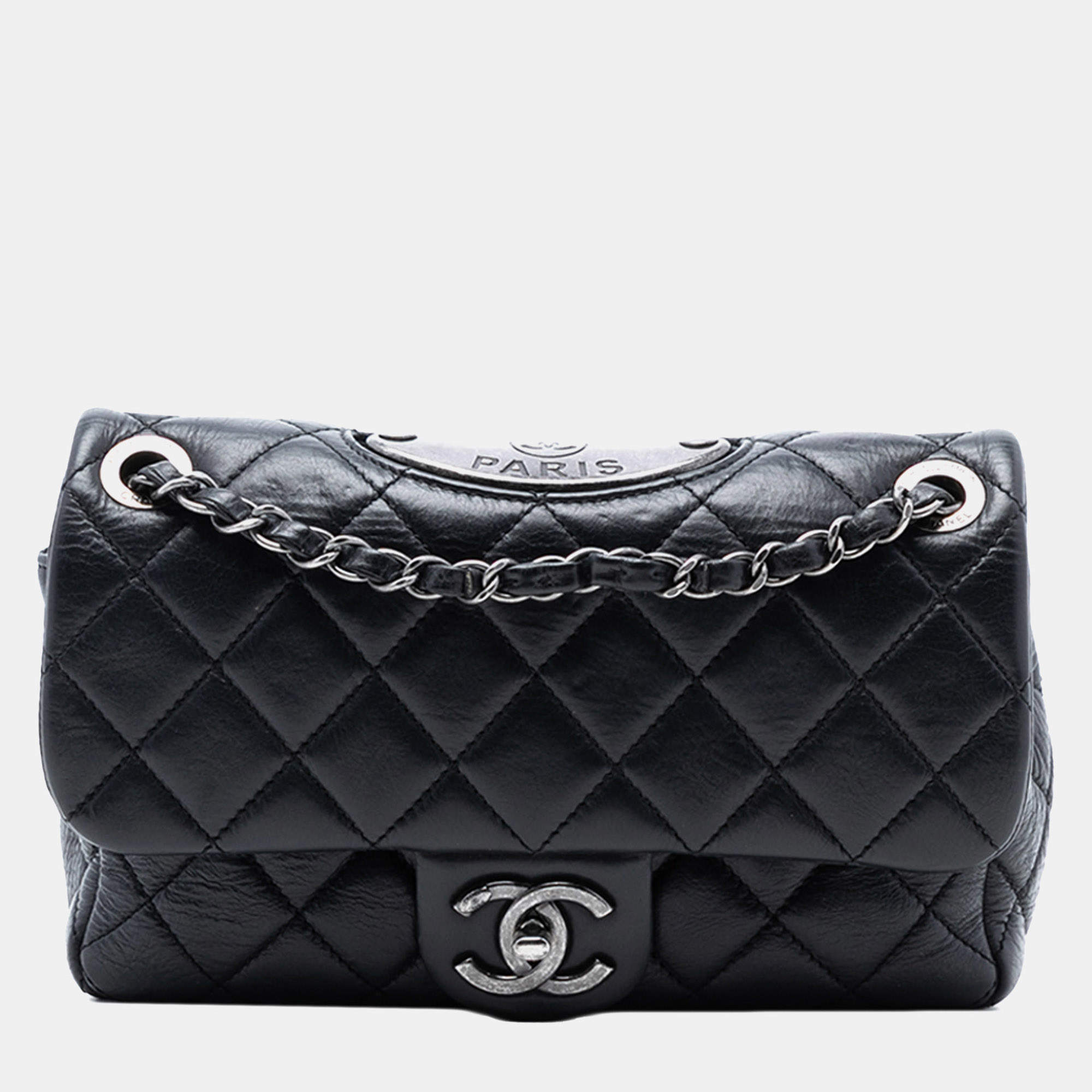 Pre Owned Chanel Black Paris Dallas Small Quilted Calfskin Flap