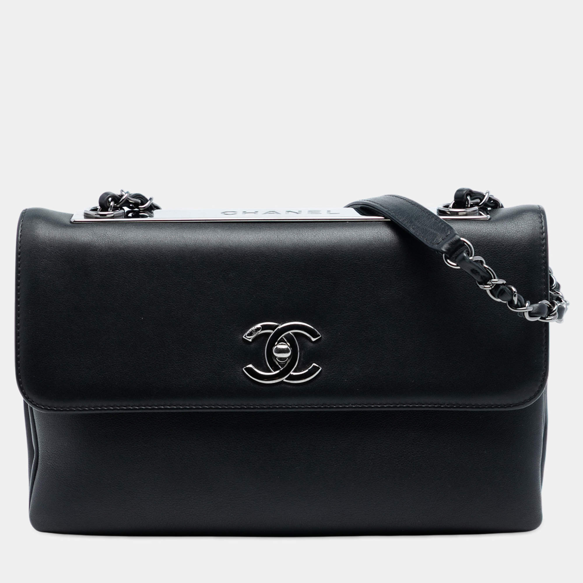 Pre Owned Chanel Black Medium Lambskin Trendy CC Flap