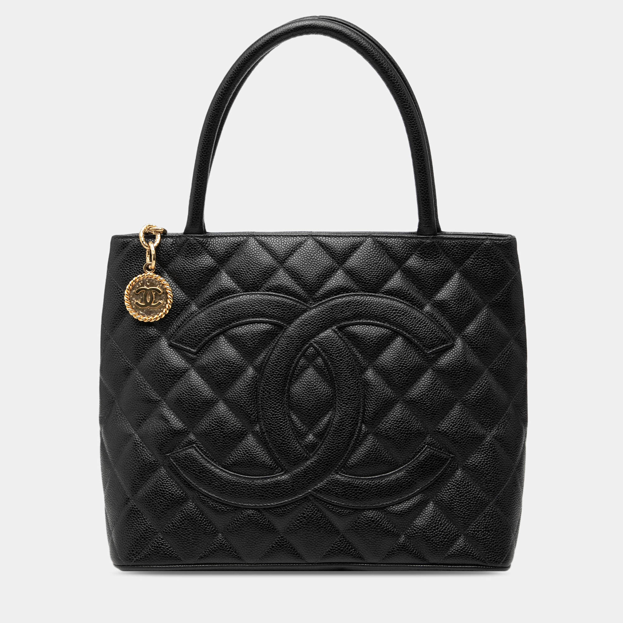 Pre Owned Chanel Black Caviar Medallion Tote