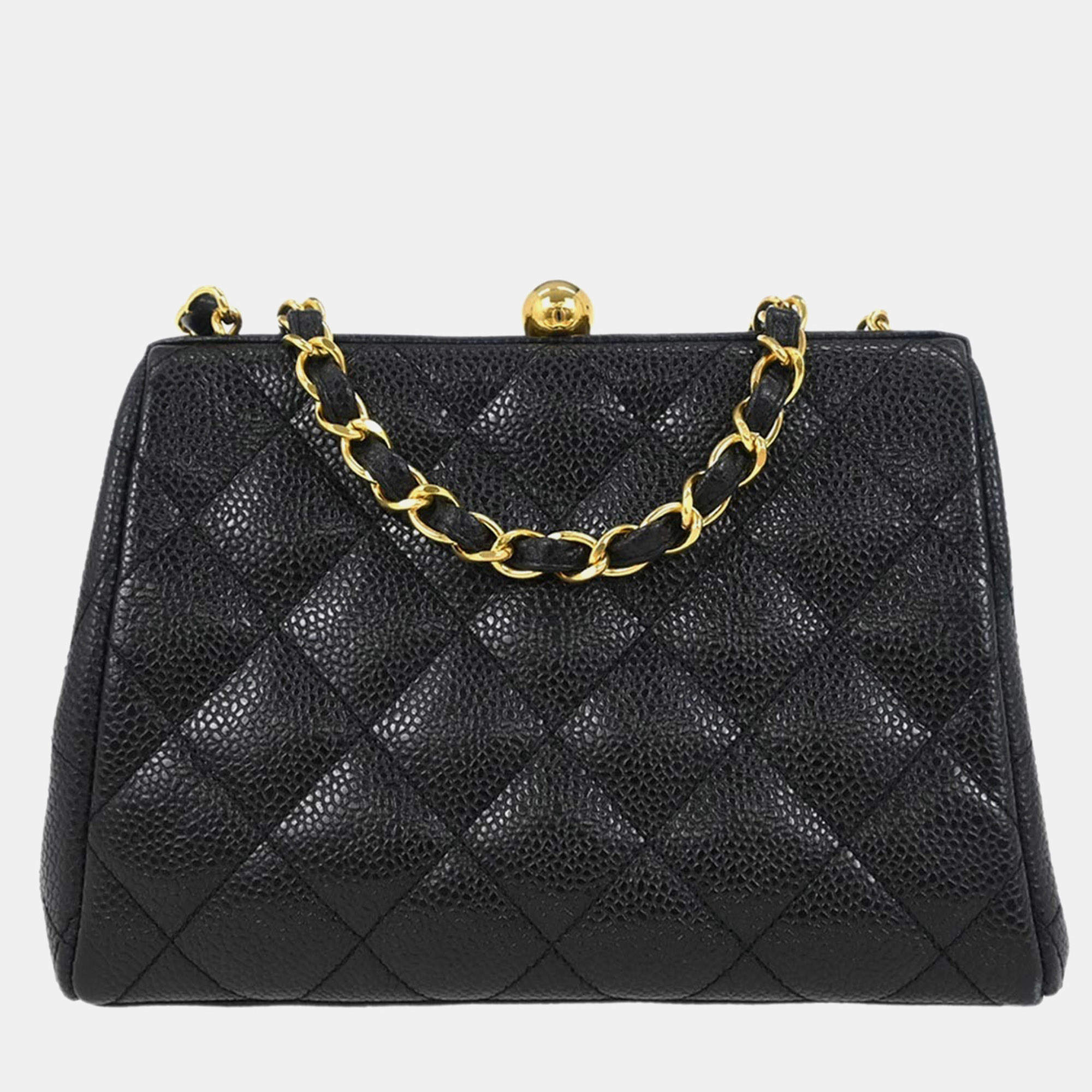 Pre Owned Chanel Black Calfskin Shoulder Bag