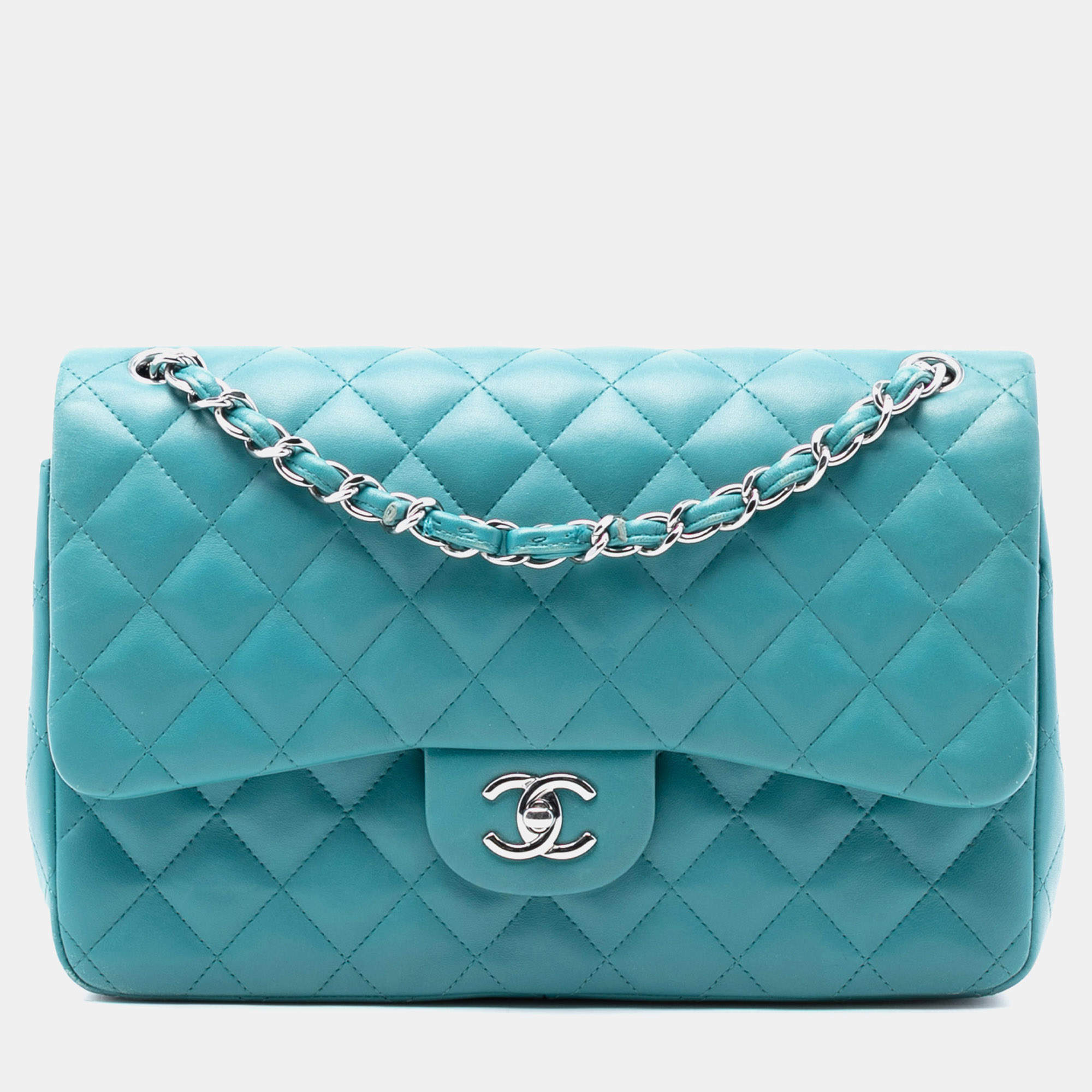 مملوكة مسبقًا Chanel Blue Jumbo Classic Lambskin Double Flap