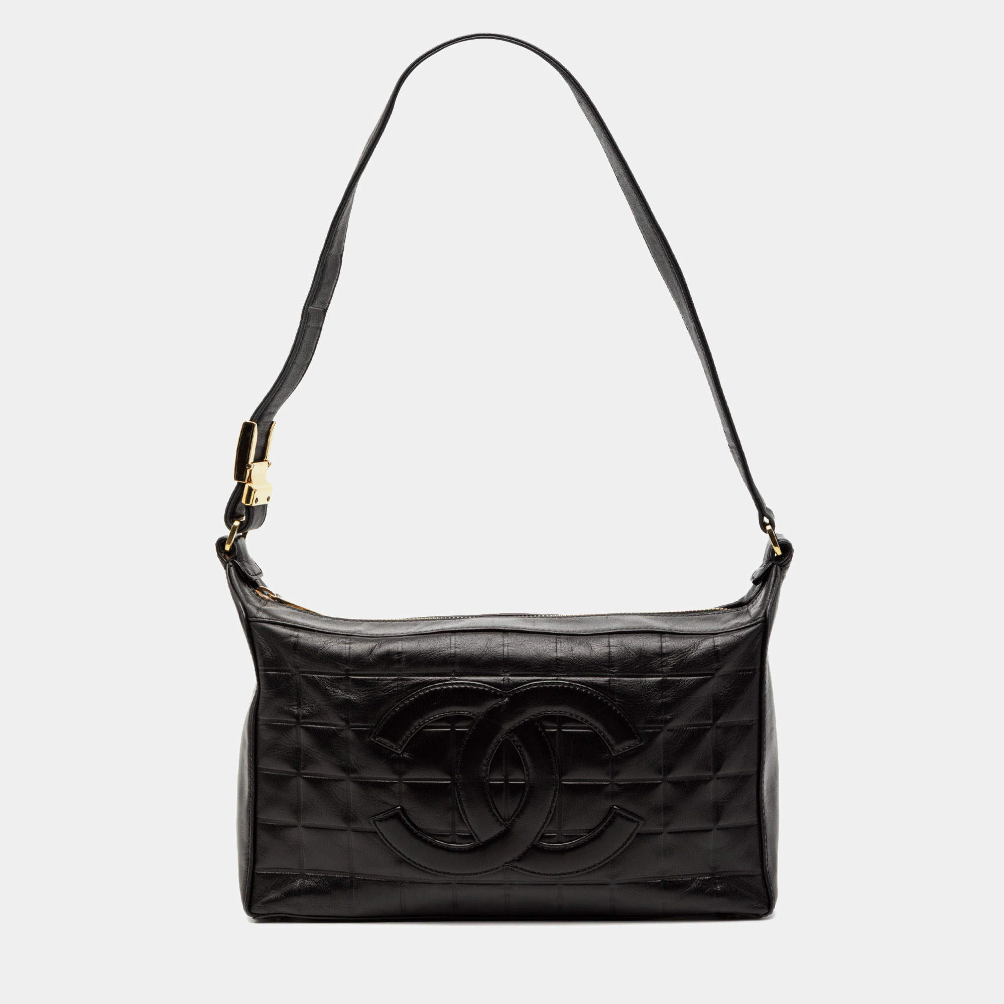 مملوكة مسبقًا Chanel Black Medium Lambskin Chocolate Bar Shoulder Bag