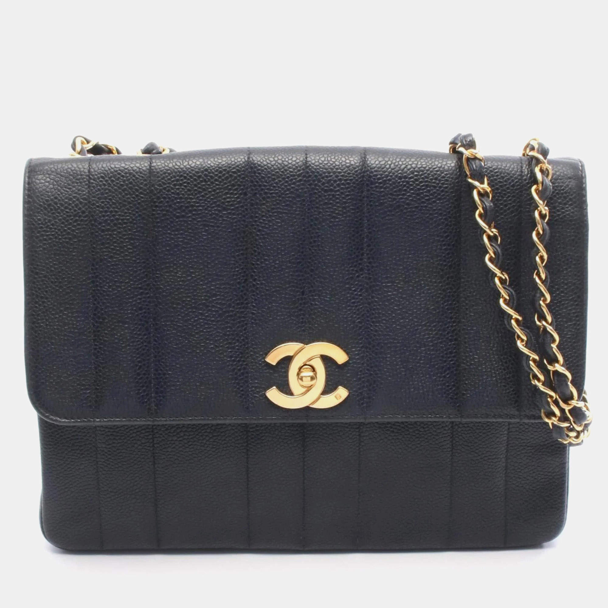 مملوكة مسبقًا حقيبة كتف شانيل مودموزيل جلد العجل حبيبي أسود