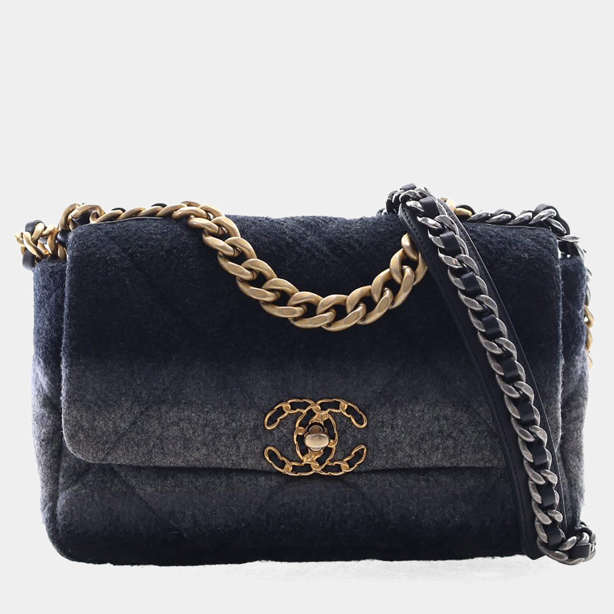 Pre Owned Chanel Medium Wool 19 Flap Bag