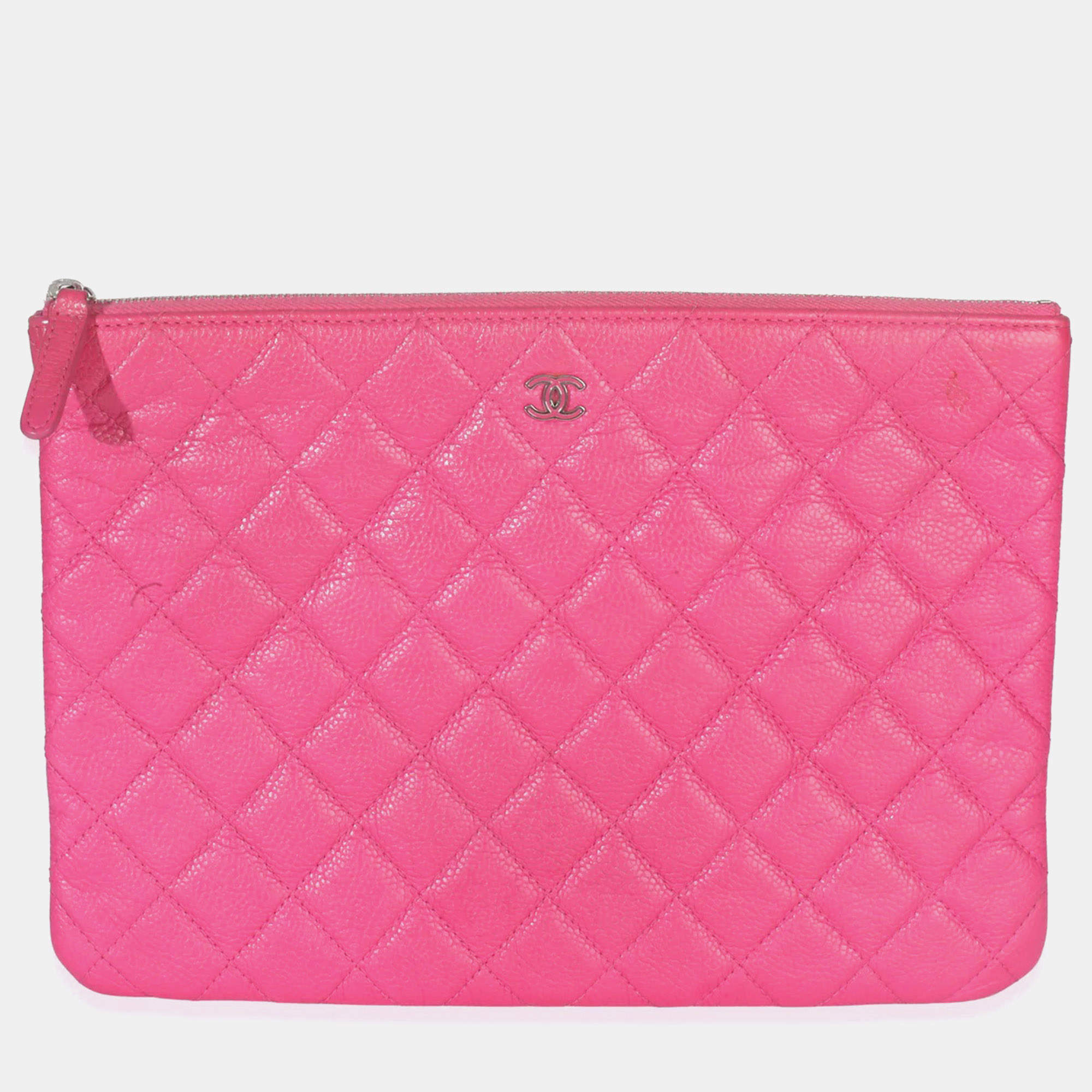 مملوكة مسبقًا حافظة شانيل كازينو بيوتي سي سي جلود خرافية مبطنة وردية متوسطة