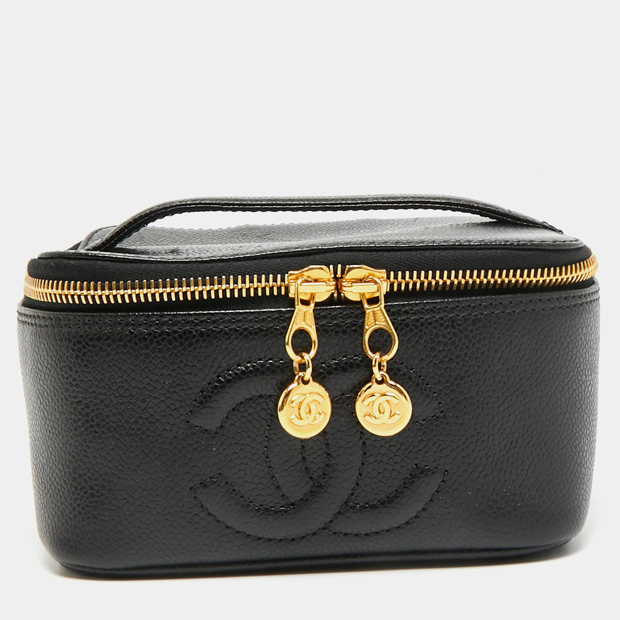 Pre Owned Chanel CC Timeless Black Caviar Leather Vanity Case