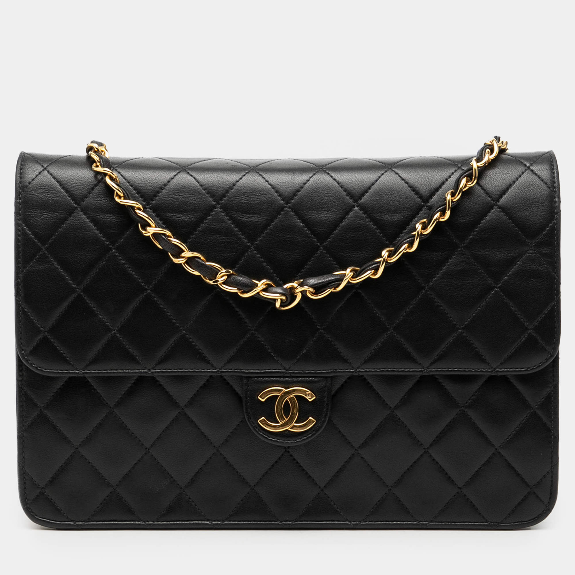 مملوكة مسبقًا Chanel Black Medium CC Quilted Lambskin Single Flap